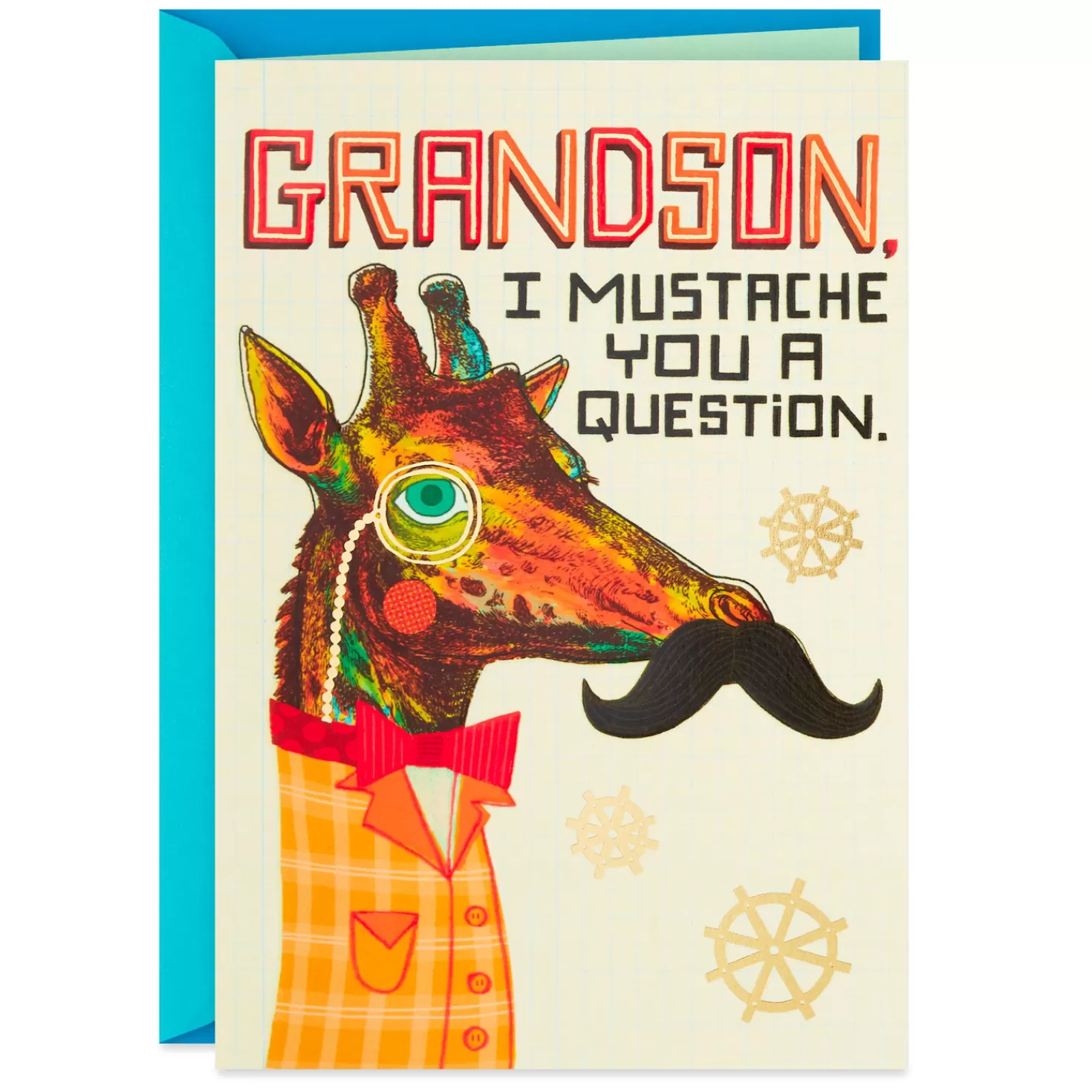 Birthday>Hallmark Giraffe With Mustache Funny Birthday Card For Grandson