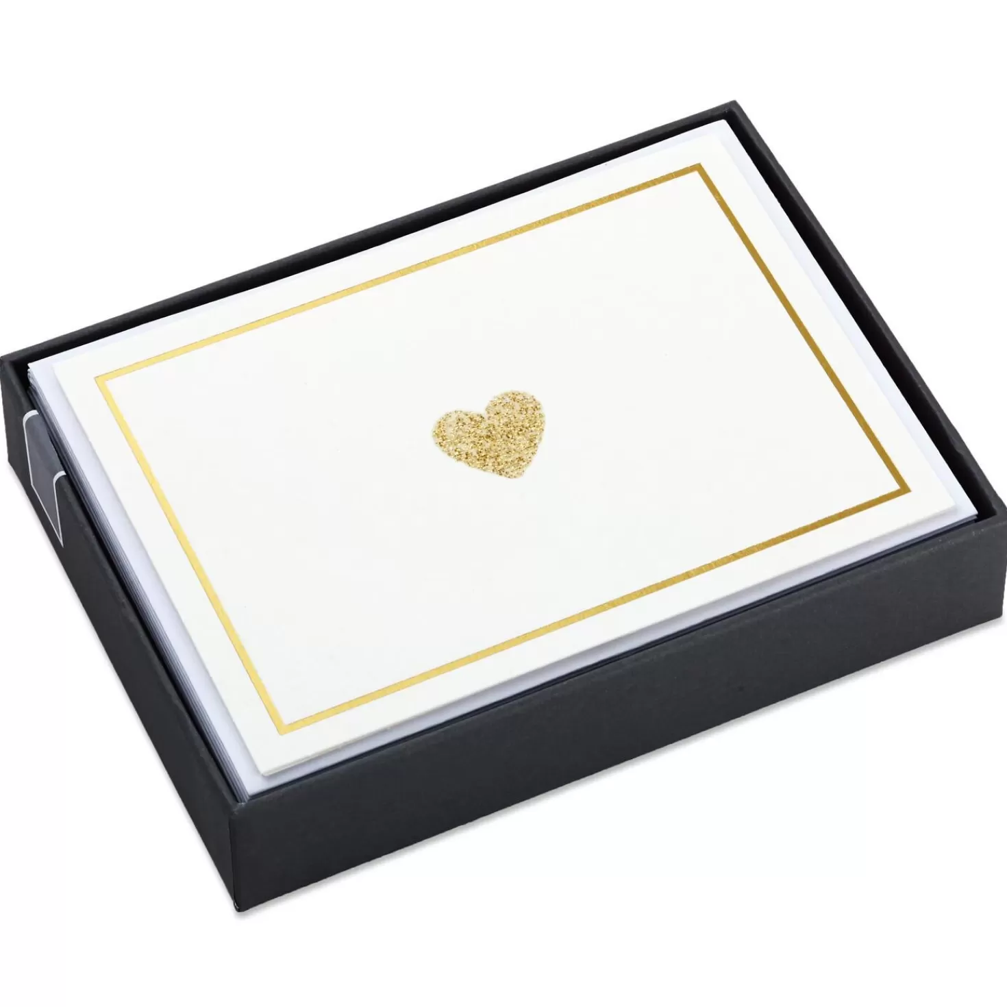 Best Glittery Gold Hearts Blank Note Cards, Box Of 10 Thank You