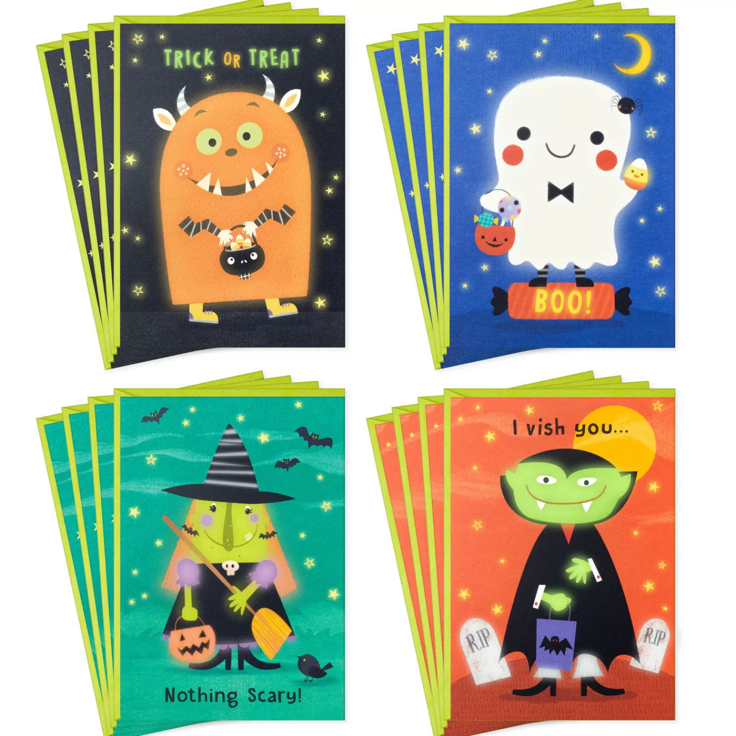 Halloween (10/31)>Hallmark Glow In The Dark Boxed Halloween Cards Assortment, Pack Of 16