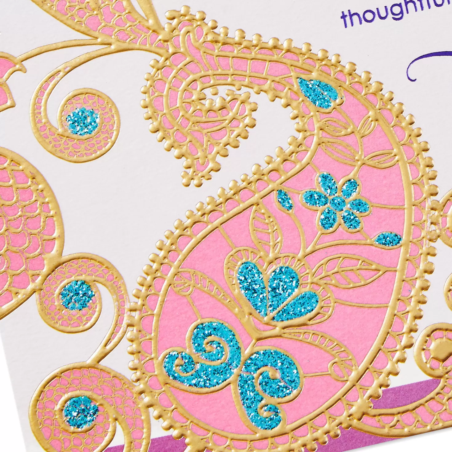 Birthday>Hallmark Gold And Pink Paisley Flowers Birthday Card For Sister