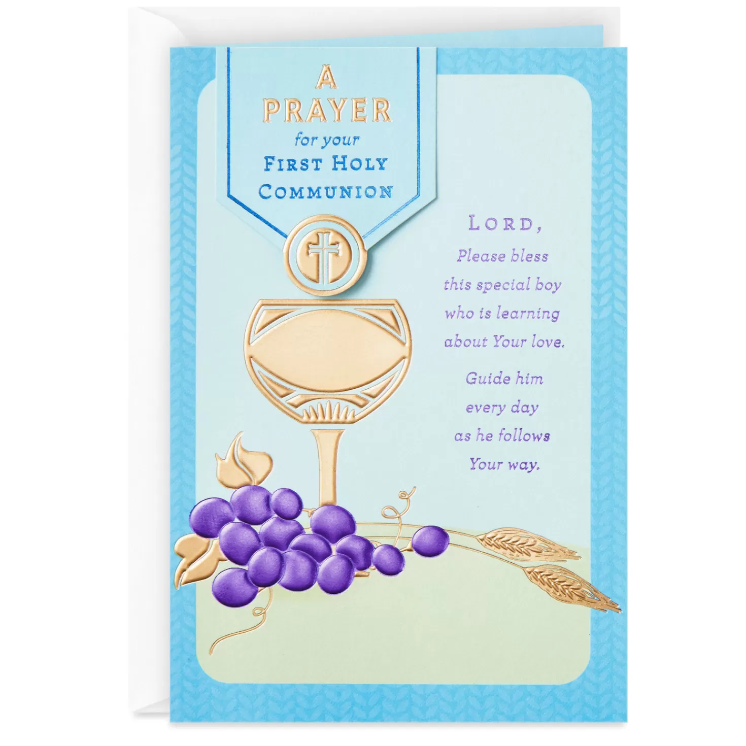Outlet Gold Chalice Religious First Communion Card For Boy First Communion