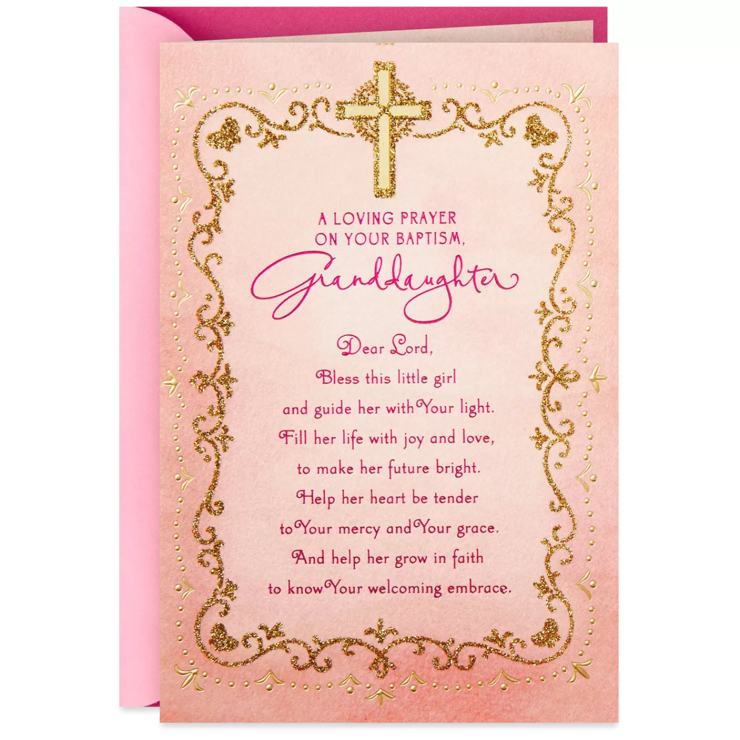 New Gold Cross Religious Baptism Card For Granddaughter Baptism And Christening