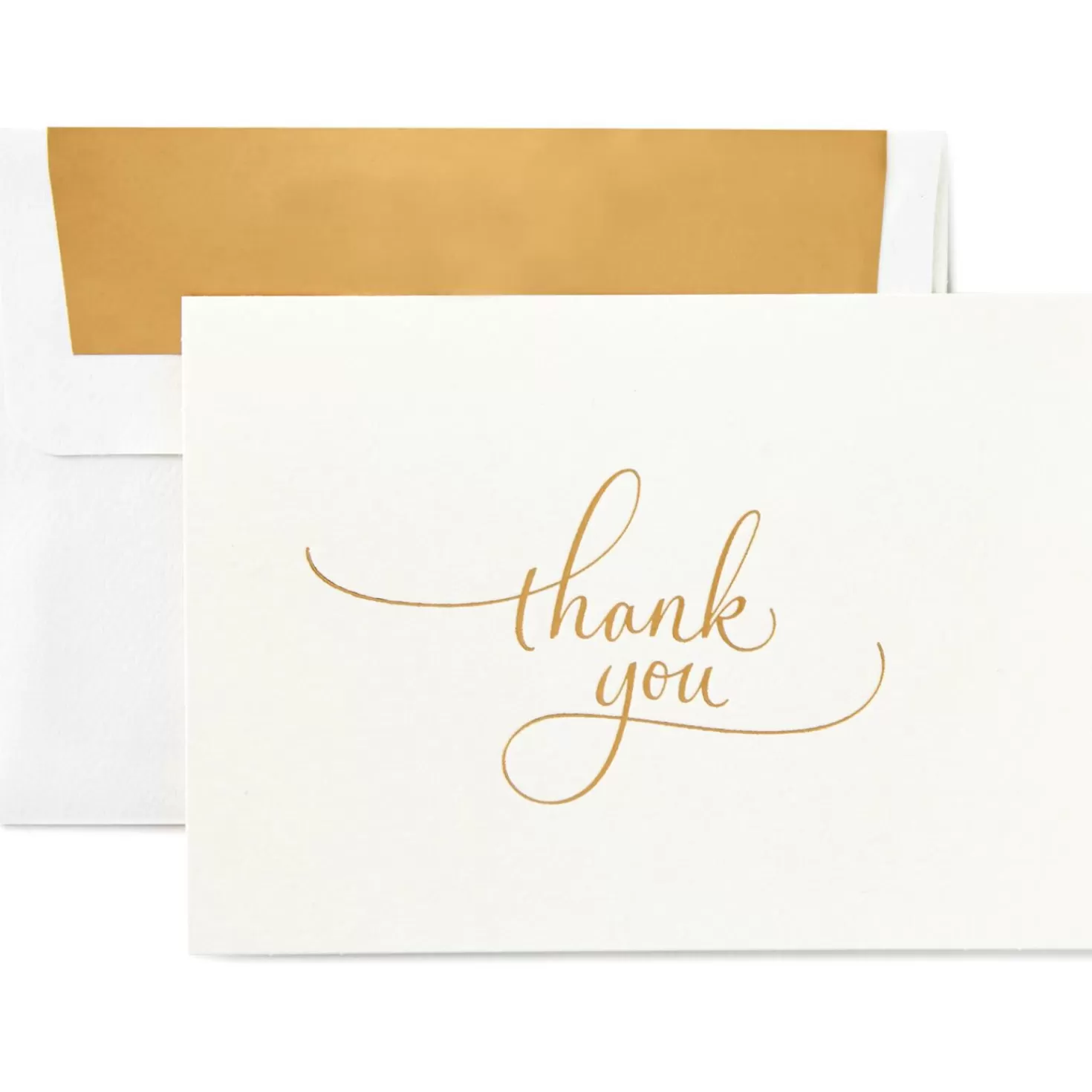 Hot Gold Flourish Script Thank You Notes, Box Of 10 Wedding