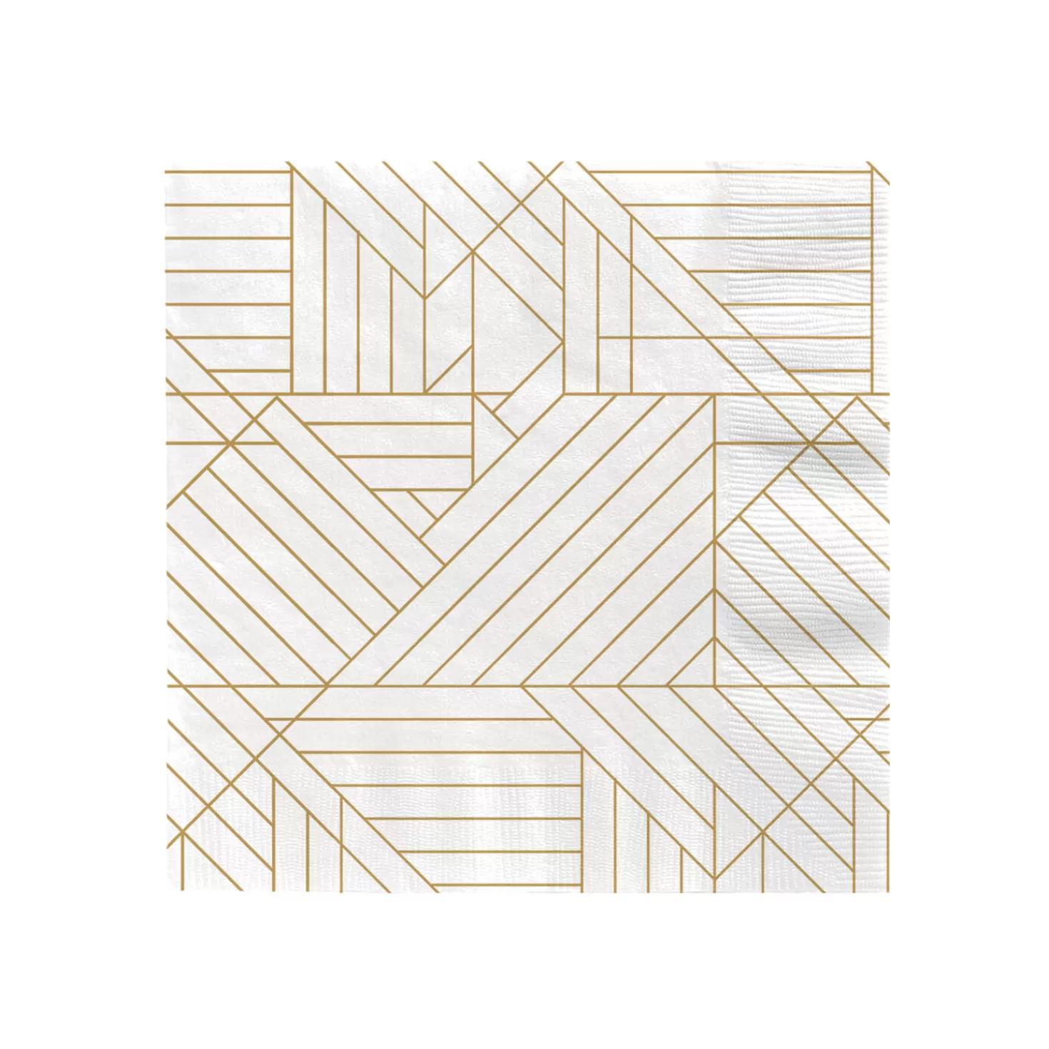 Hot Gold Geometric On Ivory Dinner Napkins, Set Of 16 Wedding