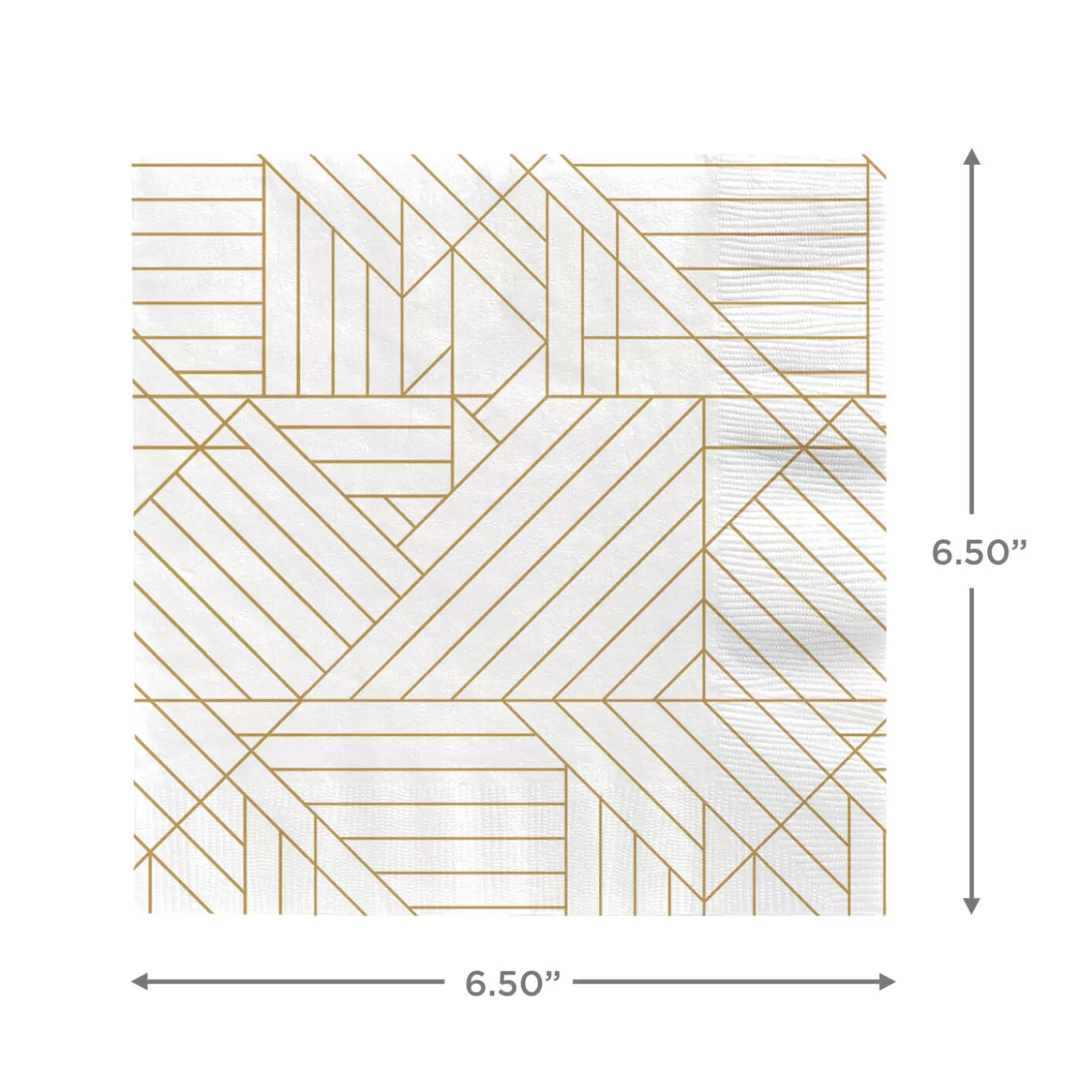 Hot Gold Geometric On Ivory Dinner Napkins, Set Of 16 Wedding