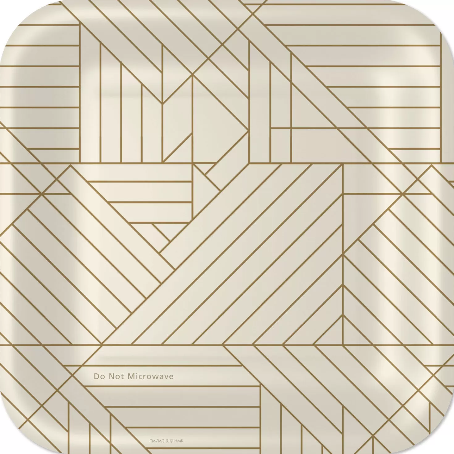Anniversary>Hallmark Gold Geometric On Ivory Square Dinner Plates, Set Of 8