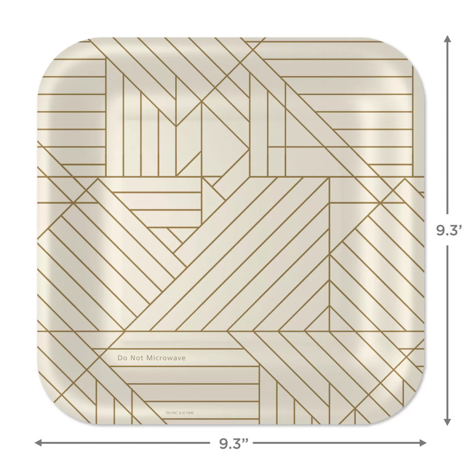Anniversary>Hallmark Gold Geometric On Ivory Square Dinner Plates, Set Of 8