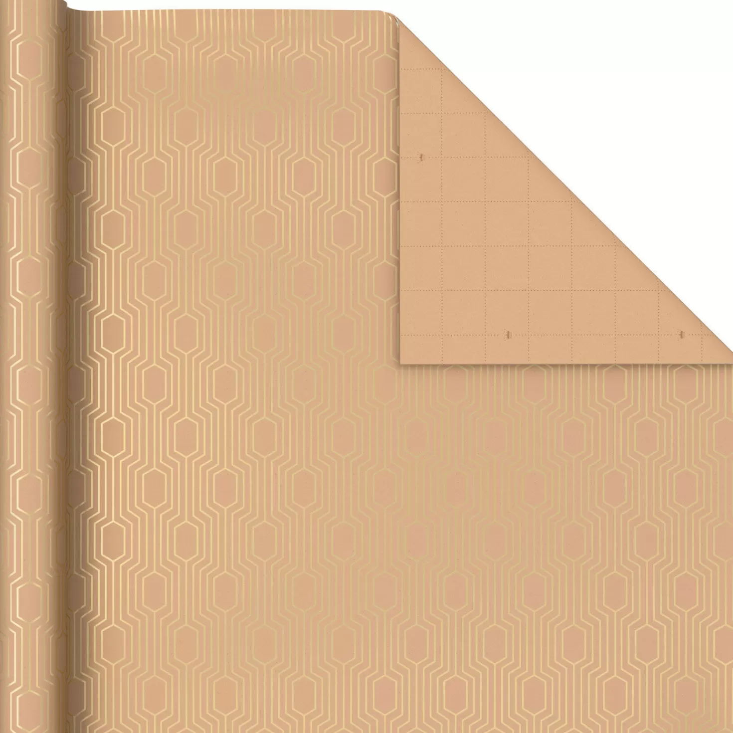 Hot Gold Geometric On Kraft Wrapping Paper Roll, 15 Sq. Ft. Wedding