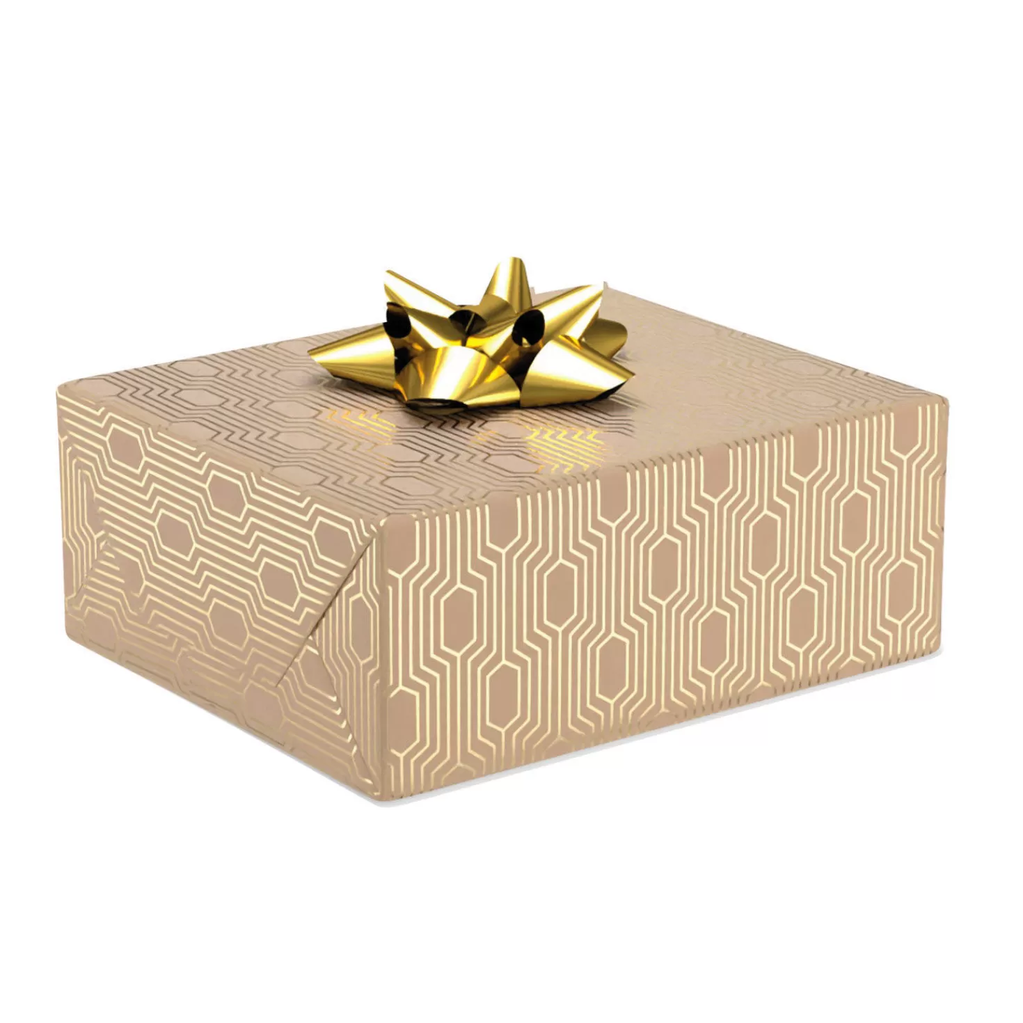 Hot Gold Geometric On Kraft Wrapping Paper Roll, 15 Sq. Ft. Wedding