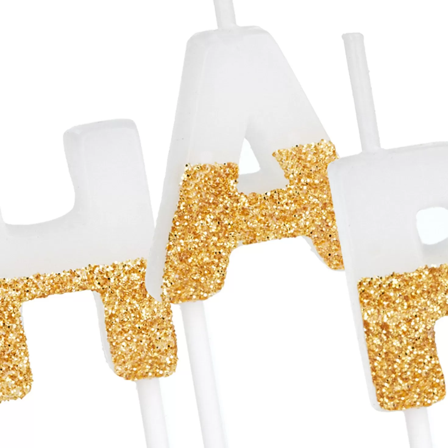 Birthday>Hallmark Gold Glitter Dipped " Happy Birthday" Candles