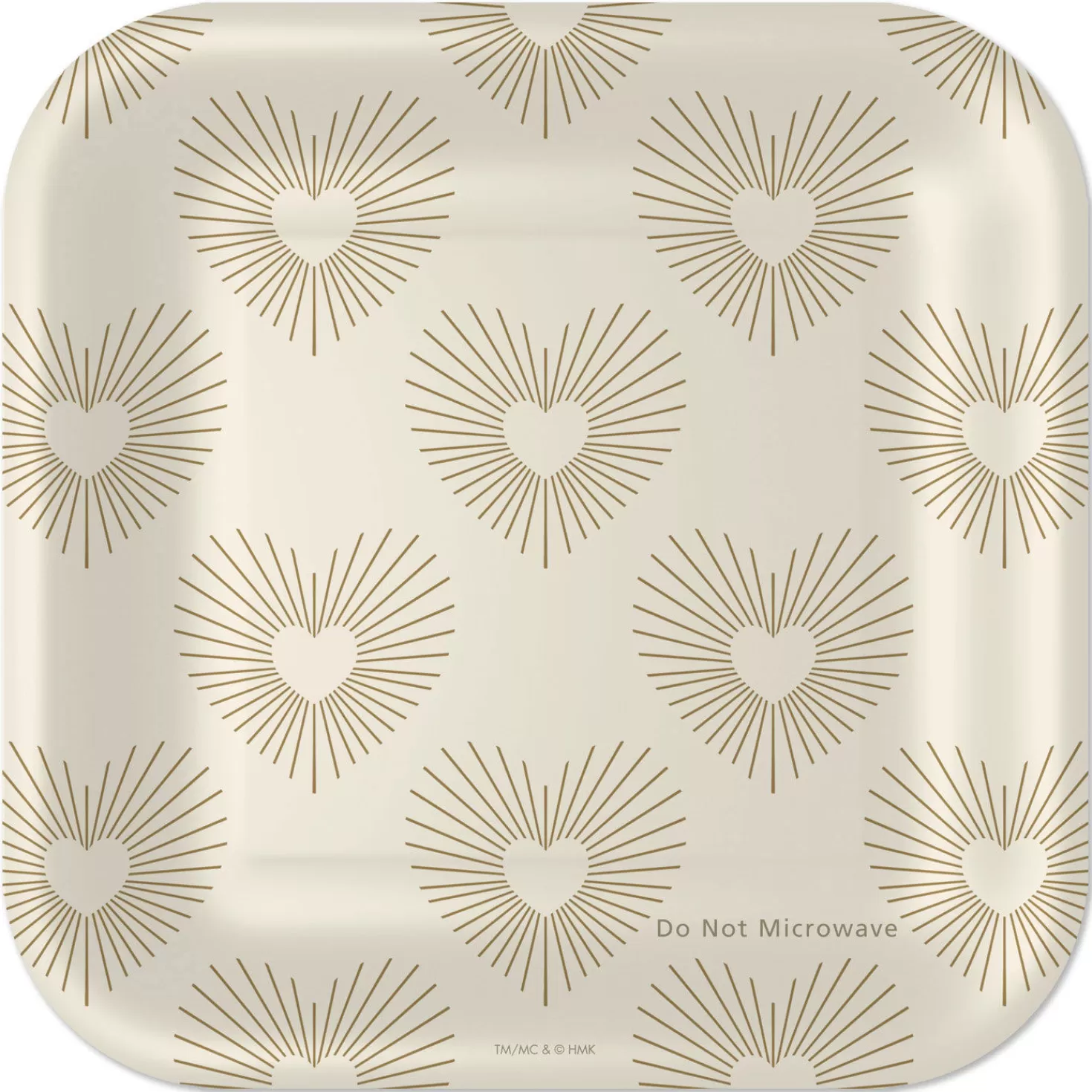 Birthday>Hallmark Gold Hearts On Ivory Square Dessert Plates, Set Of 8