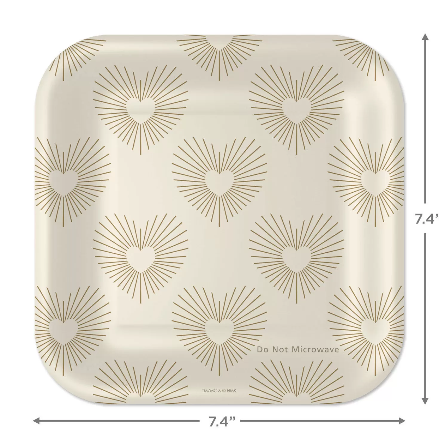 Birthday>Hallmark Gold Hearts On Ivory Square Dessert Plates, Set Of 8