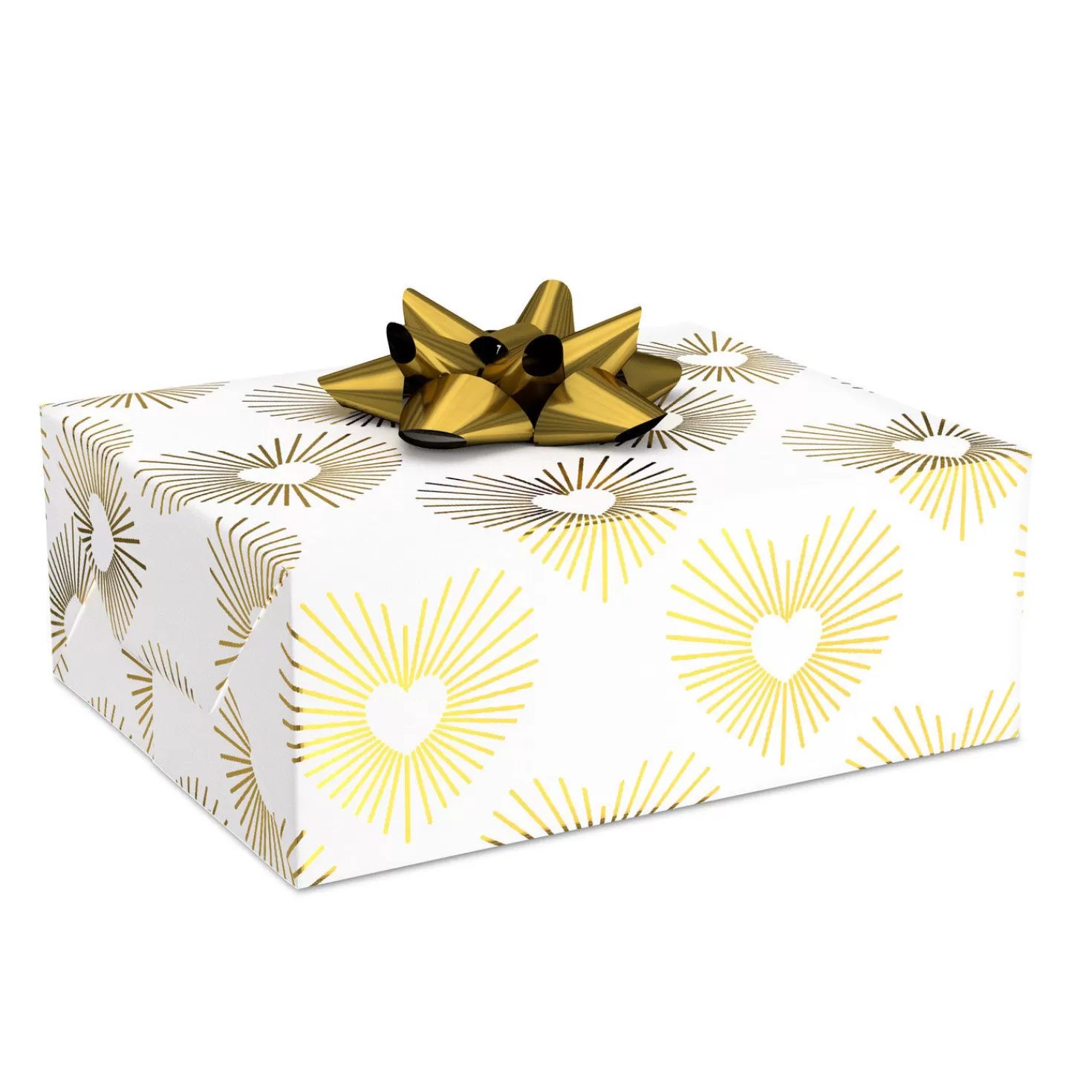 Fashion Gold Hearts On White Wrapping Paper, 15 Sq. Ft. Wedding