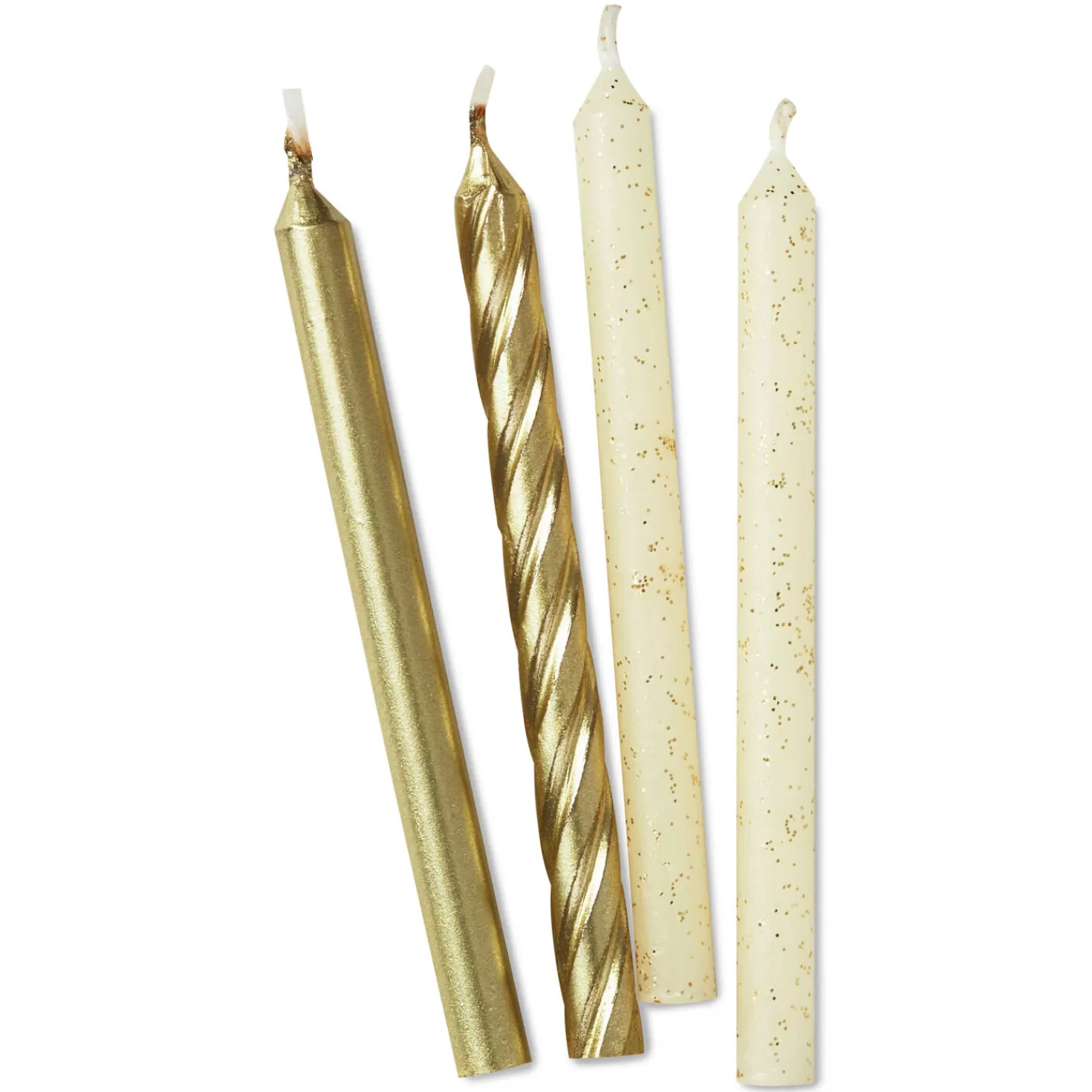 Birthday>Hallmark Gold Matte, Spiral And Glitter Birthday Candles, Set Of 16