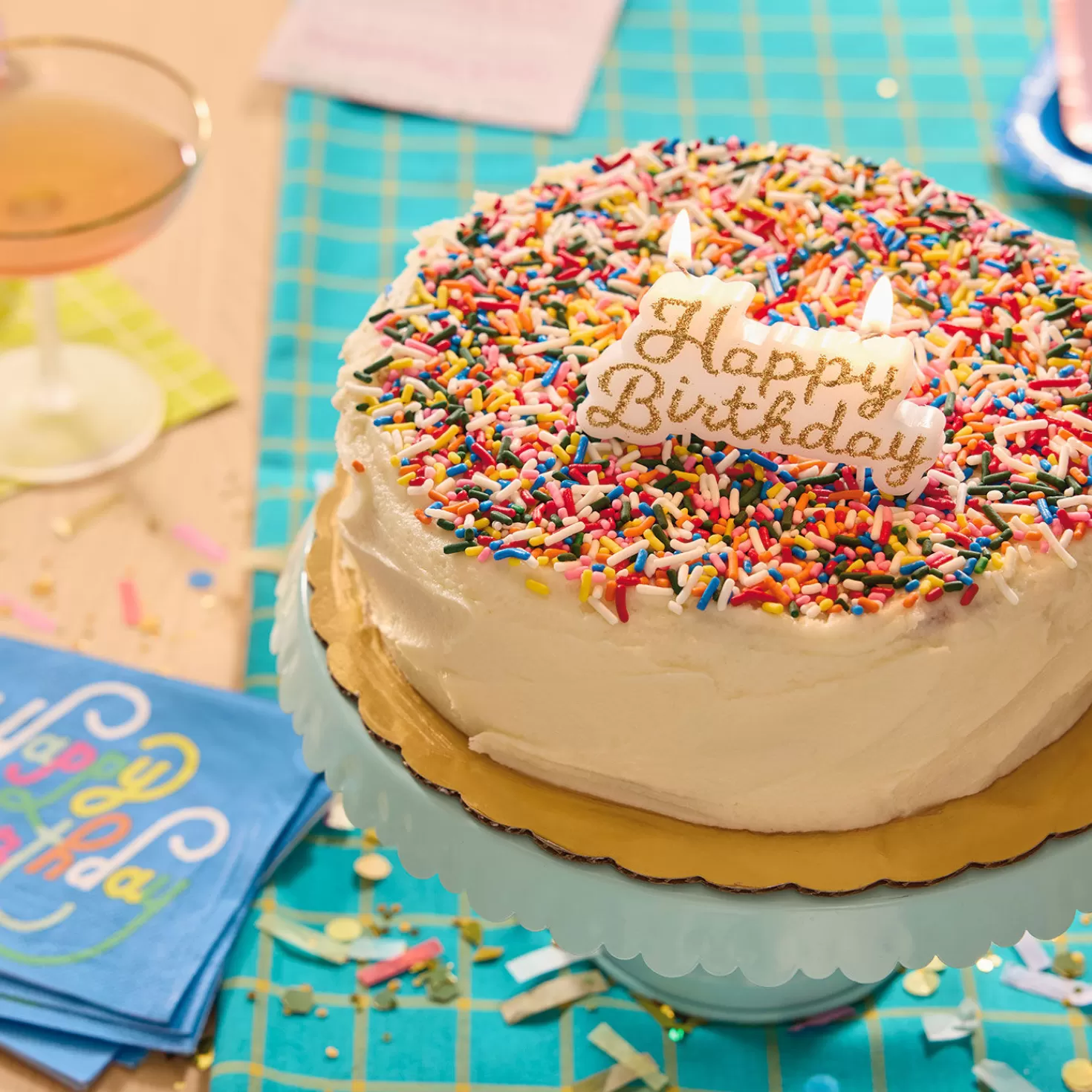 Birthday>Hallmark Gold Script Happy Birthday Candle