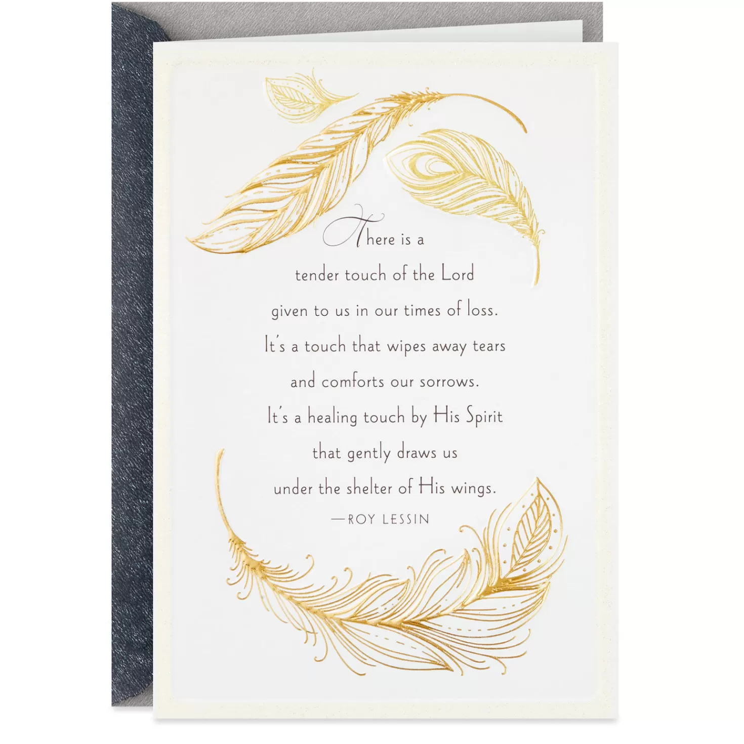 Sale Golden Feathers Religious Sympathy Card For Loss Of Loved One Sympathy