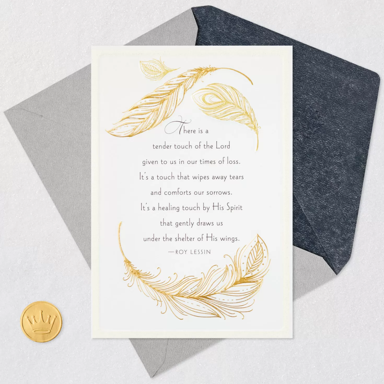 Sale Golden Feathers Religious Sympathy Card For Loss Of Loved One Sympathy
