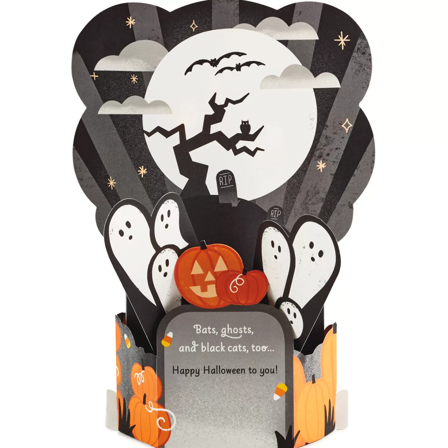 Halloween (10/31)>Hallmark Graveyard Scene 3D Pop-Up Musical Halloween Card With Light