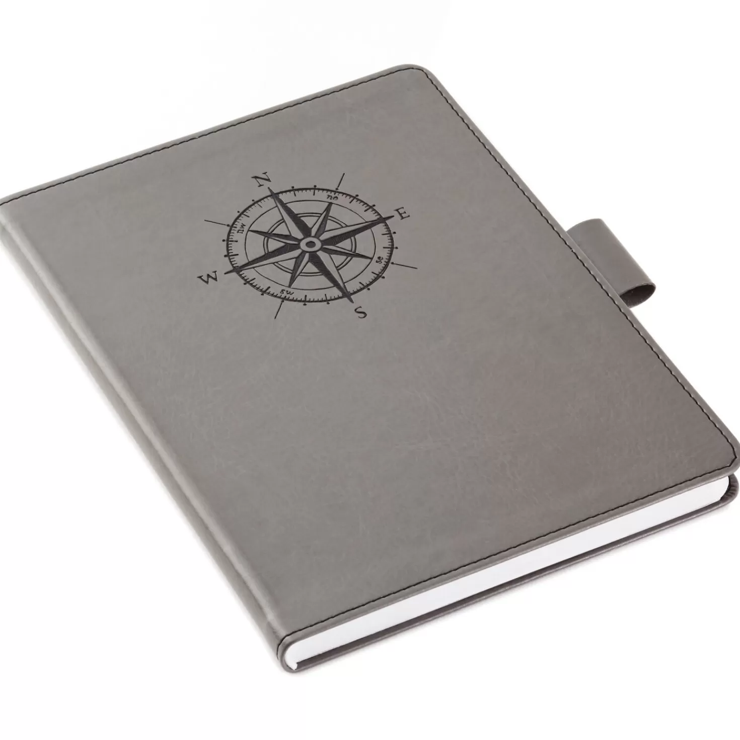 Cheap Gray Etched Compass Faux Leather Notebook Back To School