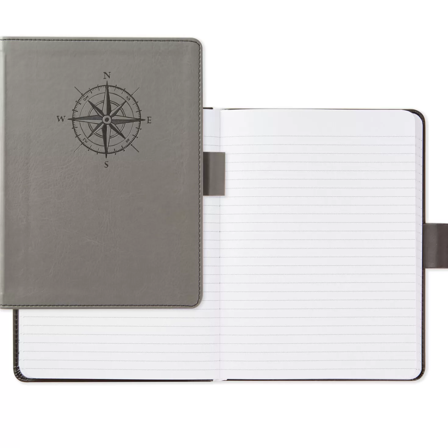 Cheap Gray Etched Compass Faux Leather Notebook Back To School