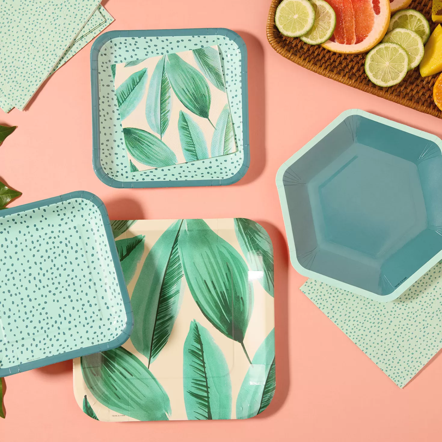 Hot Green Hexagonal Dessert Plates, Set Of 8 Wedding