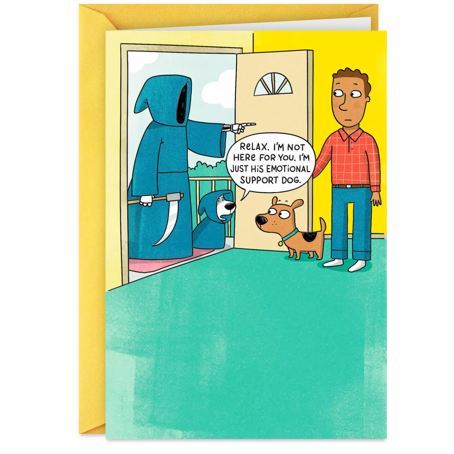 Birthday>Hallmark Grim Reaper And His Emotional Support Dog Funny Birthday Card