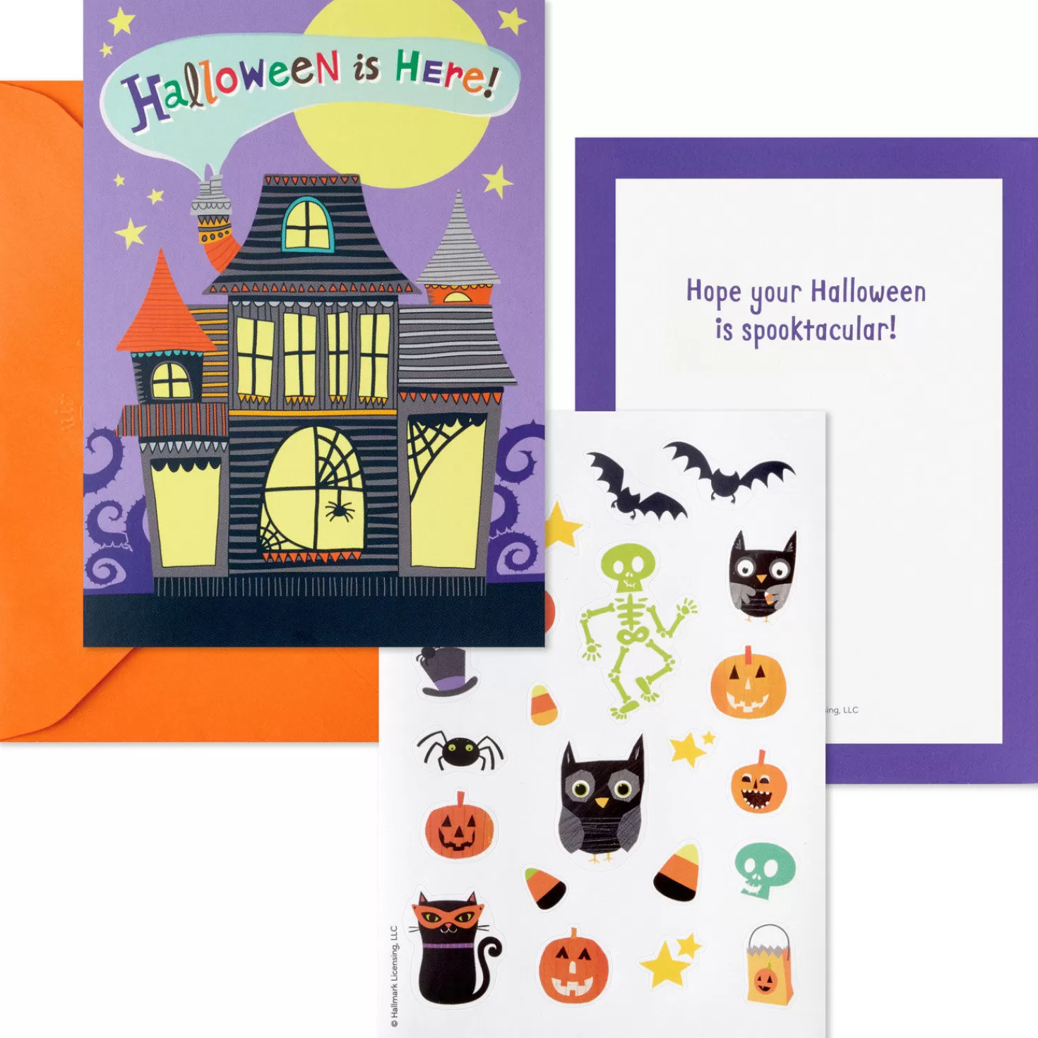 Halloween (10/31)>Hallmark Happy Halloween Flat Note Cards With Stickers, Pack Of 24