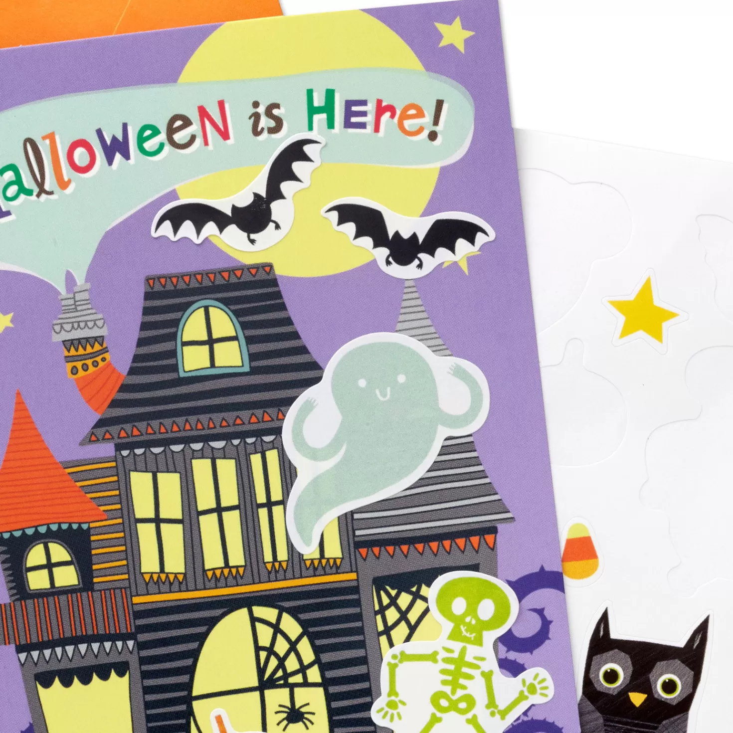 Halloween (10/31)>Hallmark Happy Halloween Flat Note Cards With Stickers, Pack Of 24