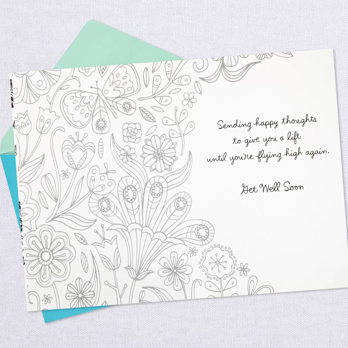 Hot Happy Thoughts To Give You A Lift Get Well Coloring Card Get Well
