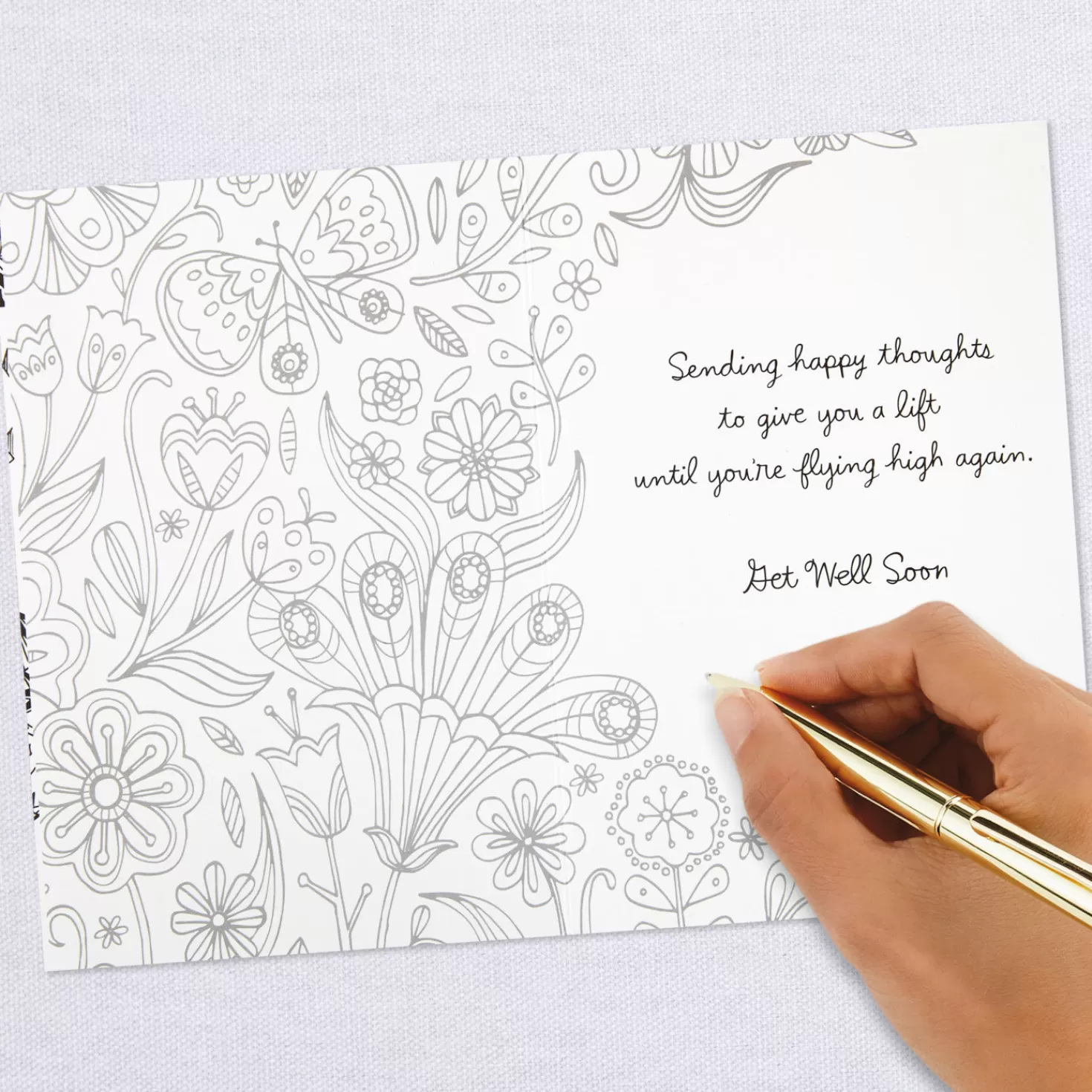 Hot Happy Thoughts To Give You A Lift Get Well Coloring Card Get Well