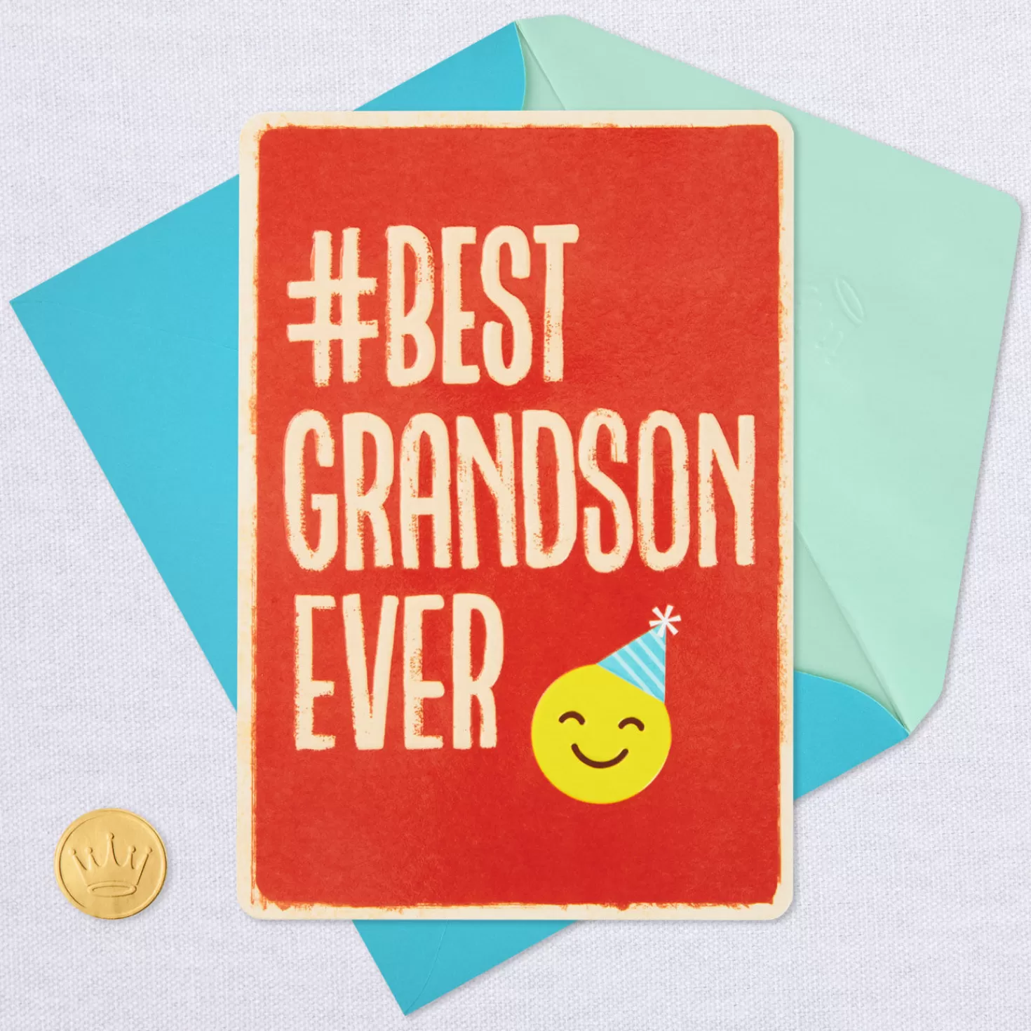 Birthday>Hallmark Hashtag & Smiley Face Emoji Birthday Card For Grandson