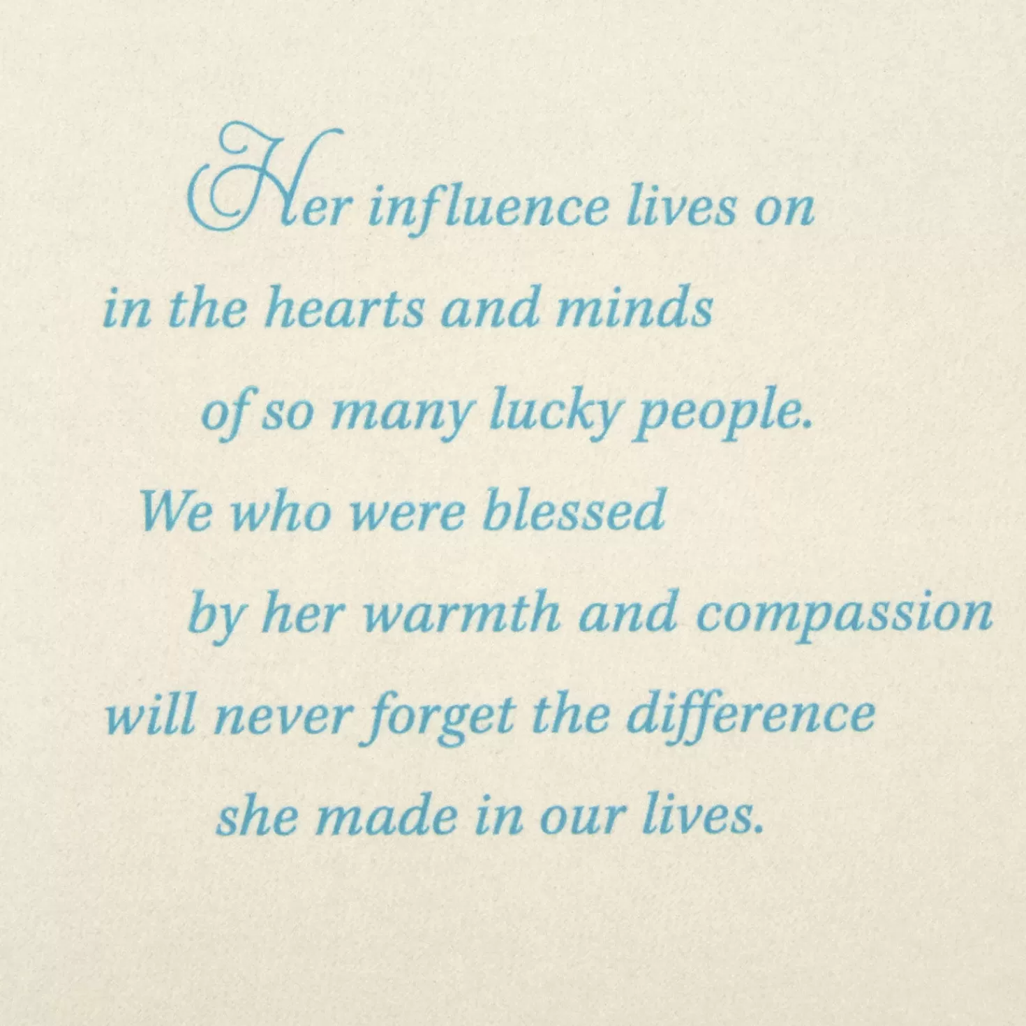Discount Her Influence Lives On Sympathy Card Sympathy