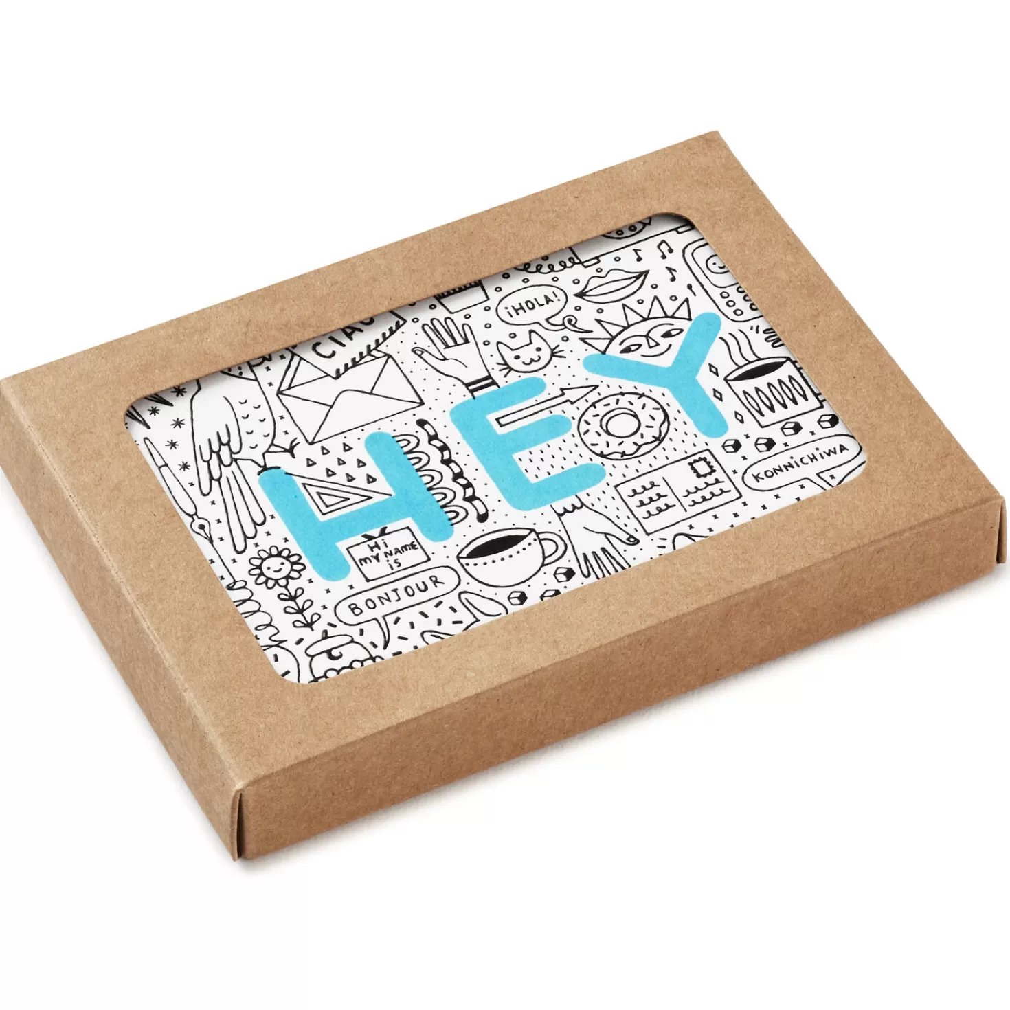 Clearance Hey Hello Doodles Boxed Blank Note Cards Multipack, Pack Of 10 Congratulations