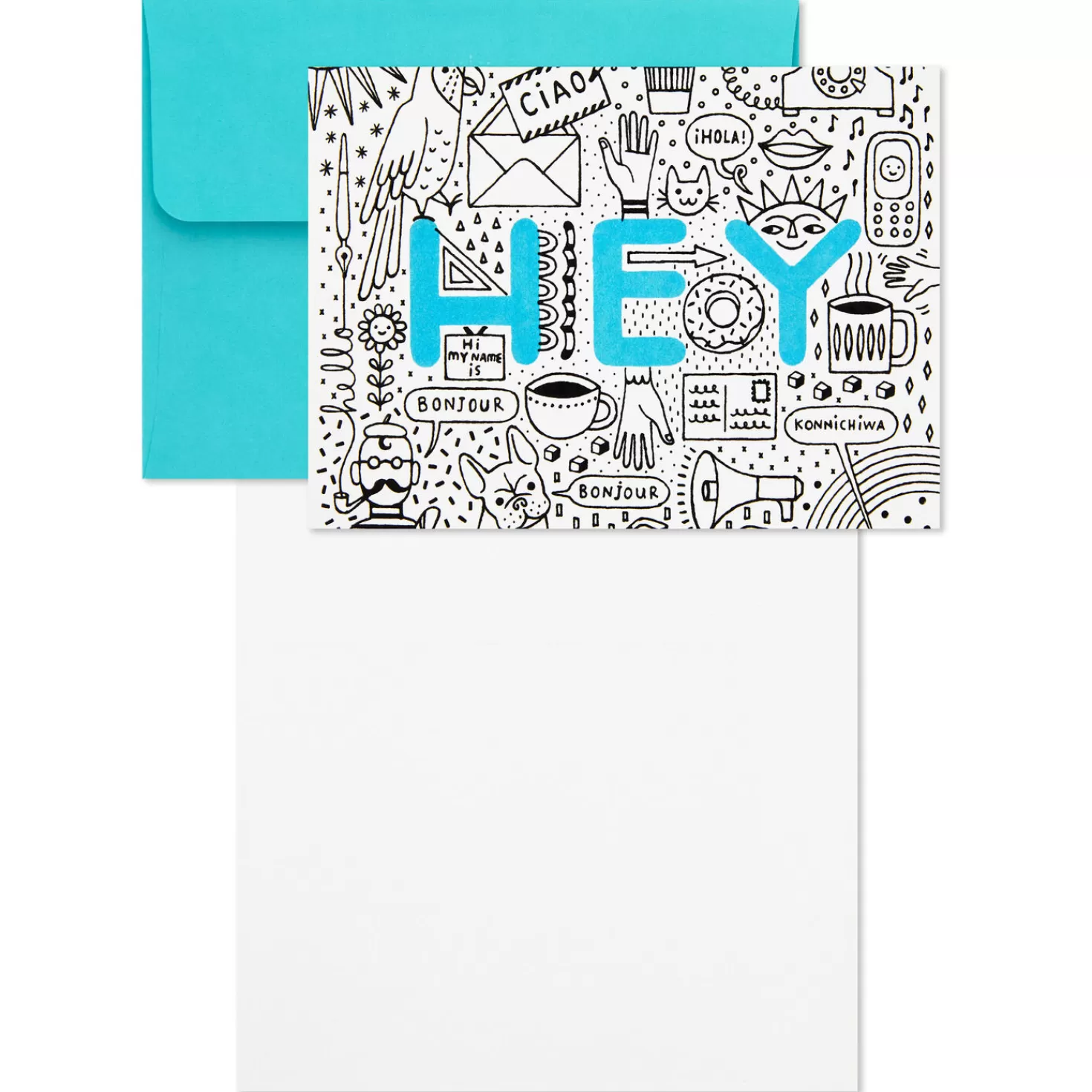 Clearance Hey Hello Doodles Boxed Blank Note Cards Multipack, Pack Of 10 Congratulations