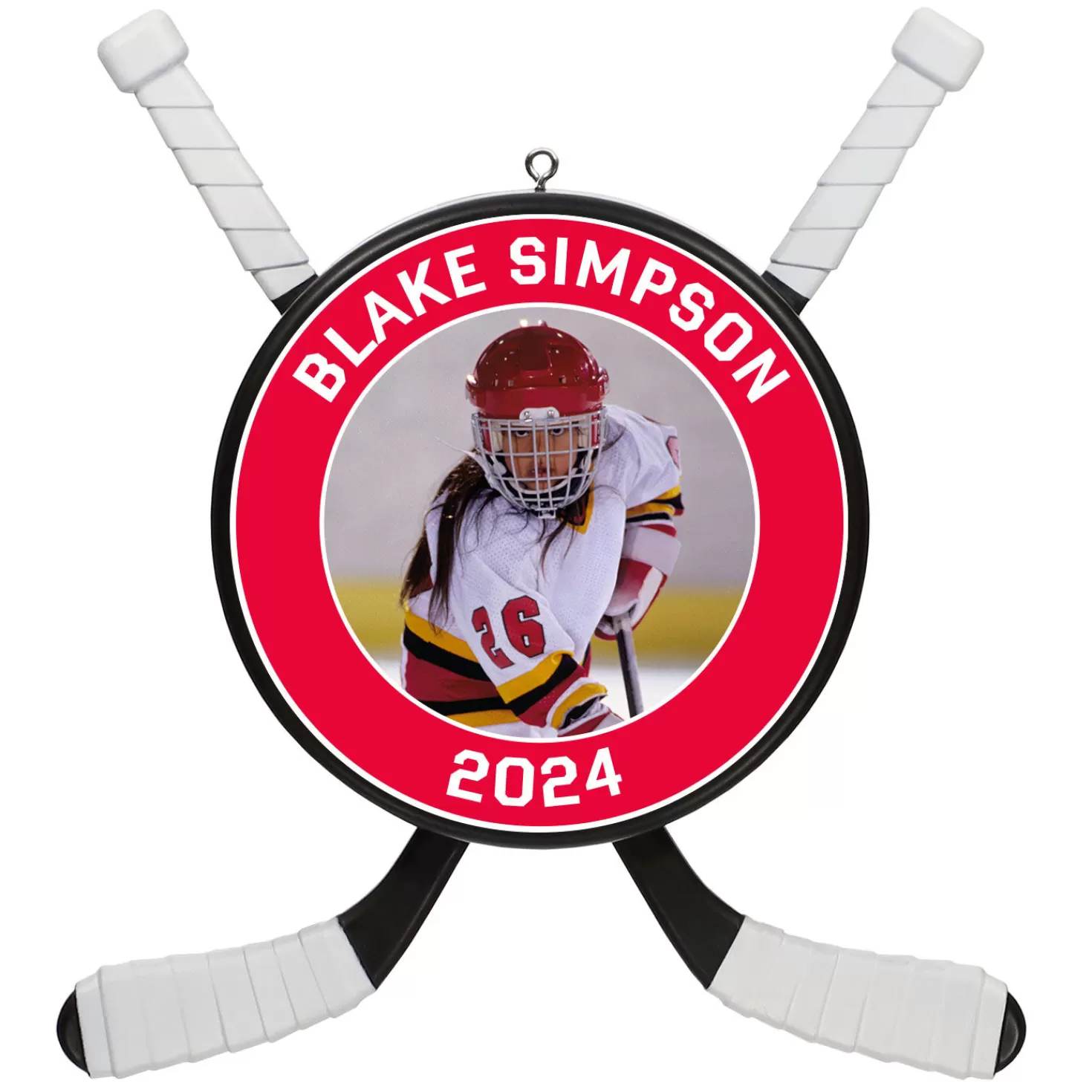 Store Hockey Star Personalized Photo Ornament Congratulations