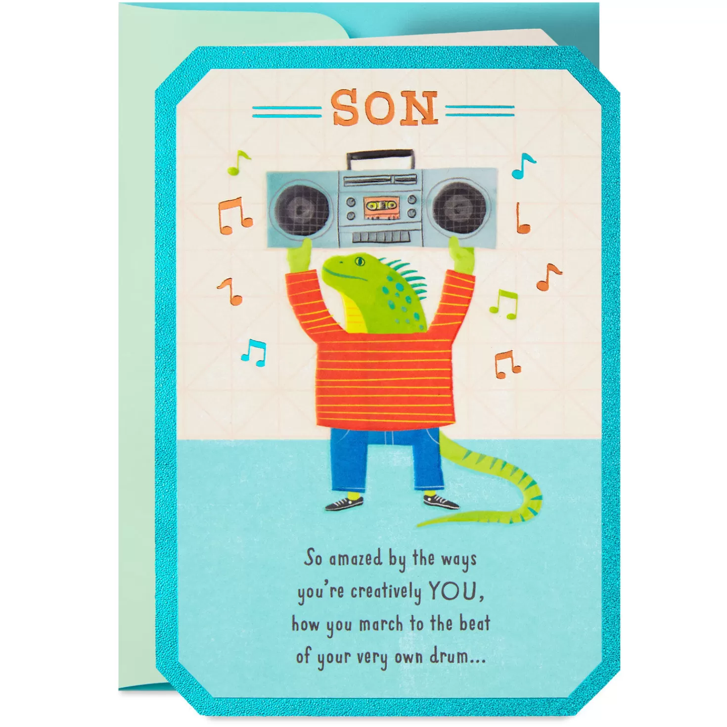 Birthday>Hallmark Iguana With Boom Box Birthday Card For Son