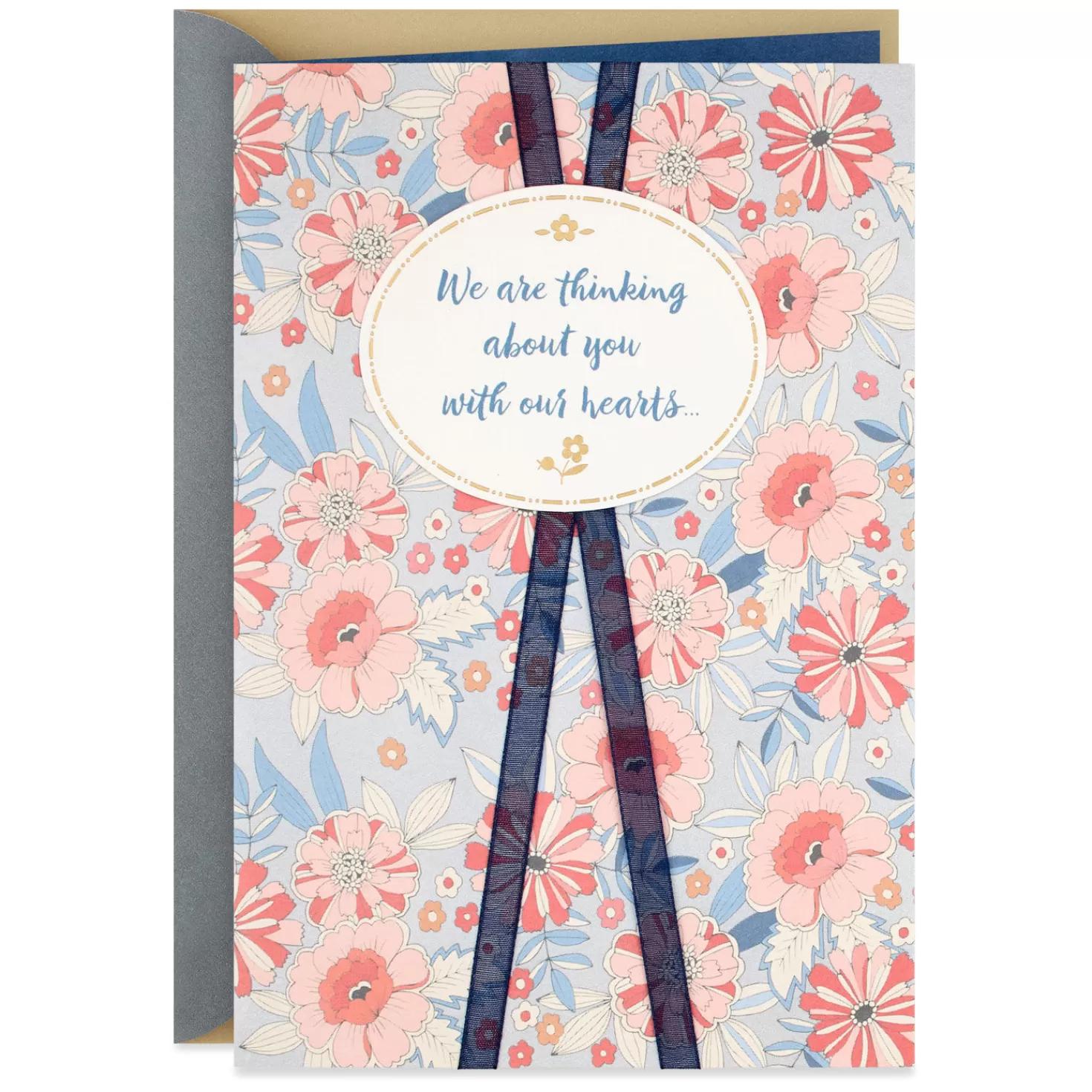 Clearance In Our Hearts Floral Religious Sympathy Card Sympathy