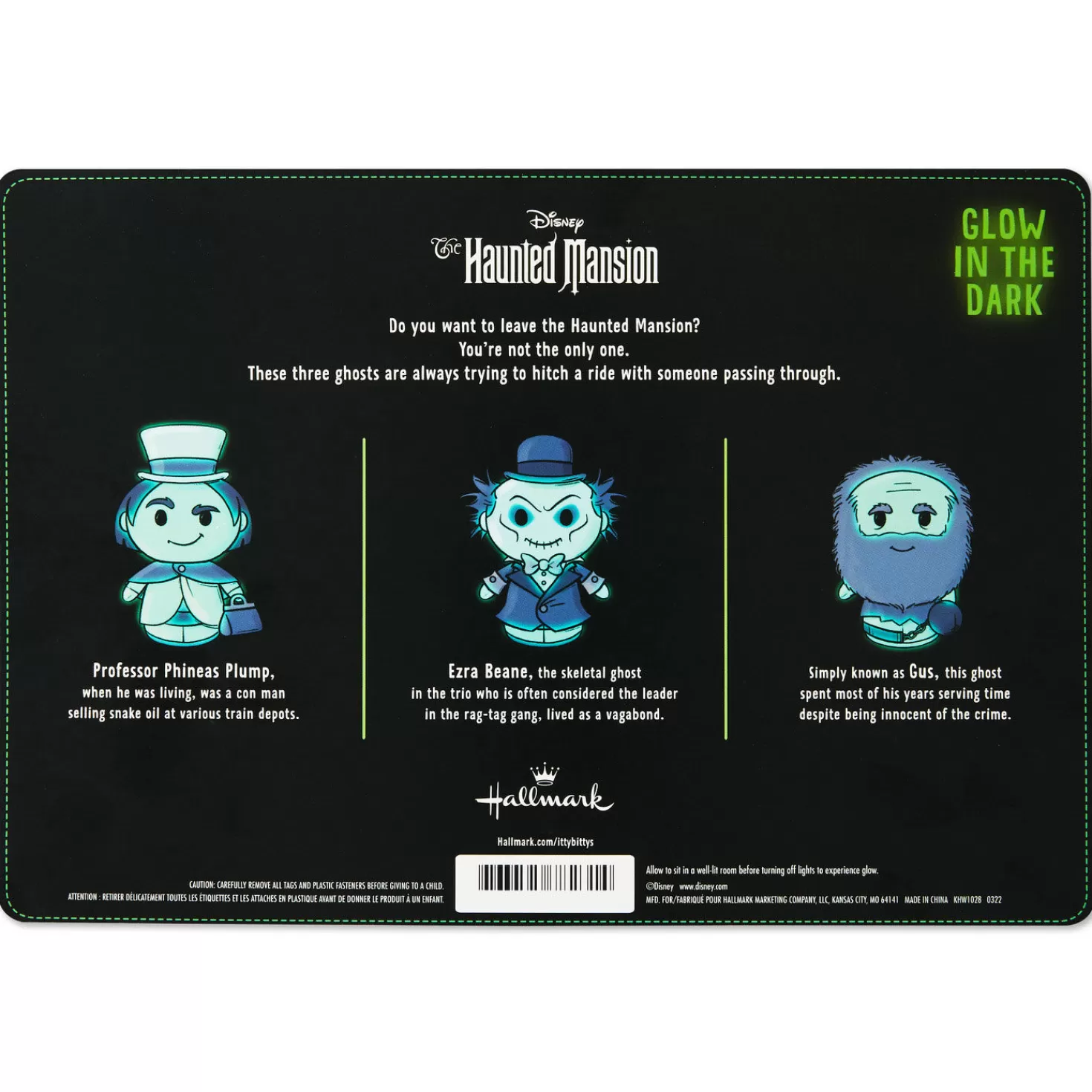 Halloween (10/31)>Hallmark Itty Bittys® Disney The Haunted Mansion Ghosts Glow-In-The-Dark Plush, Set Of 3