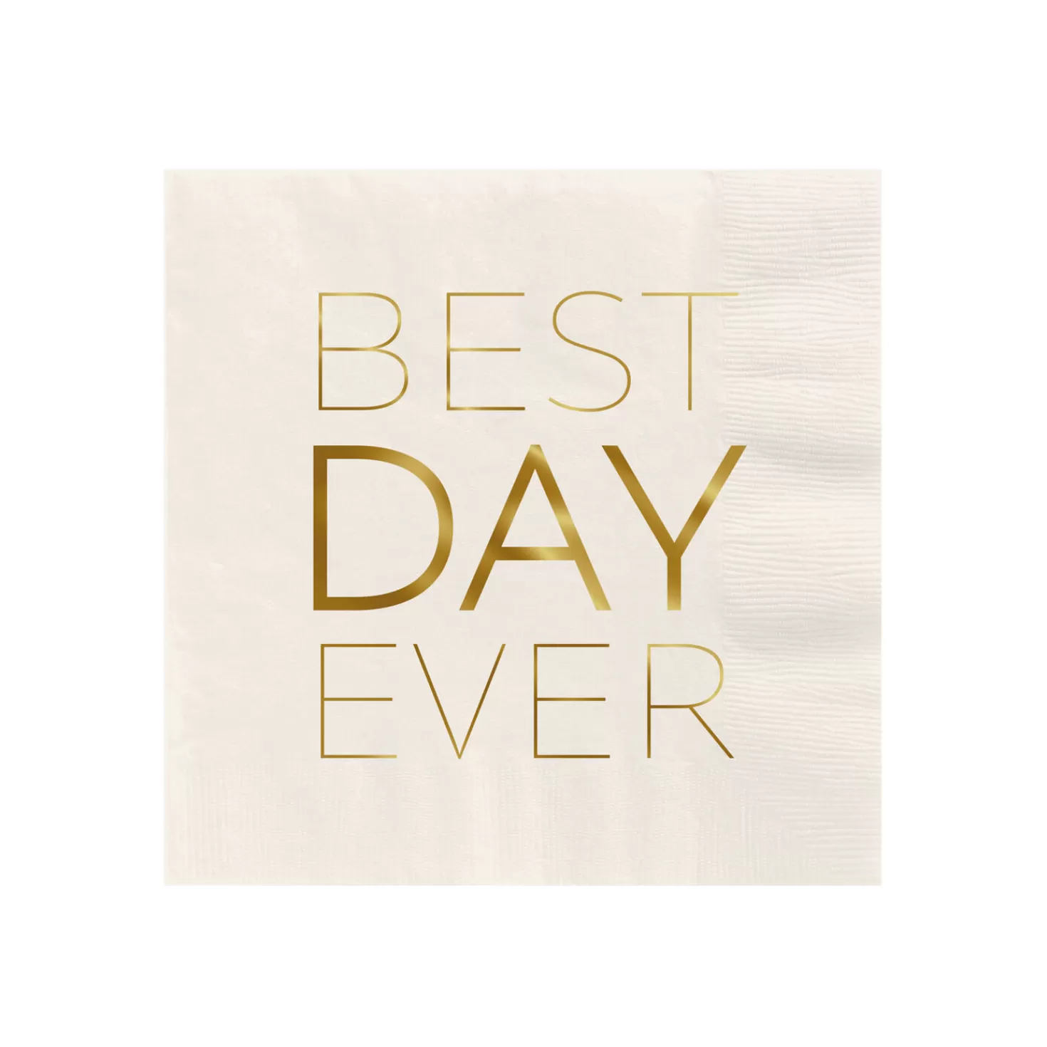 Best Sale Ivory " Best Day Ever" Cocktail Napkins, Set Of 16 Wedding