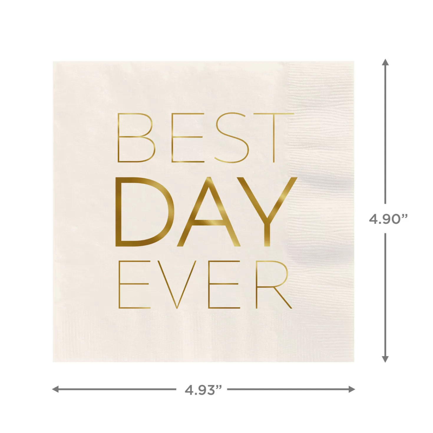 Best Sale Ivory " Best Day Ever" Cocktail Napkins, Set Of 16 Wedding