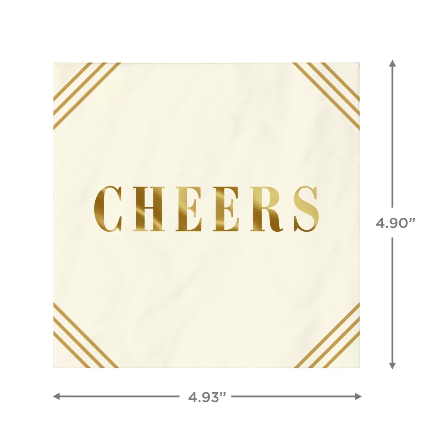 Hot Ivory And Gold " Cheers" Cocktail Napkins, Set Of 16 Wedding