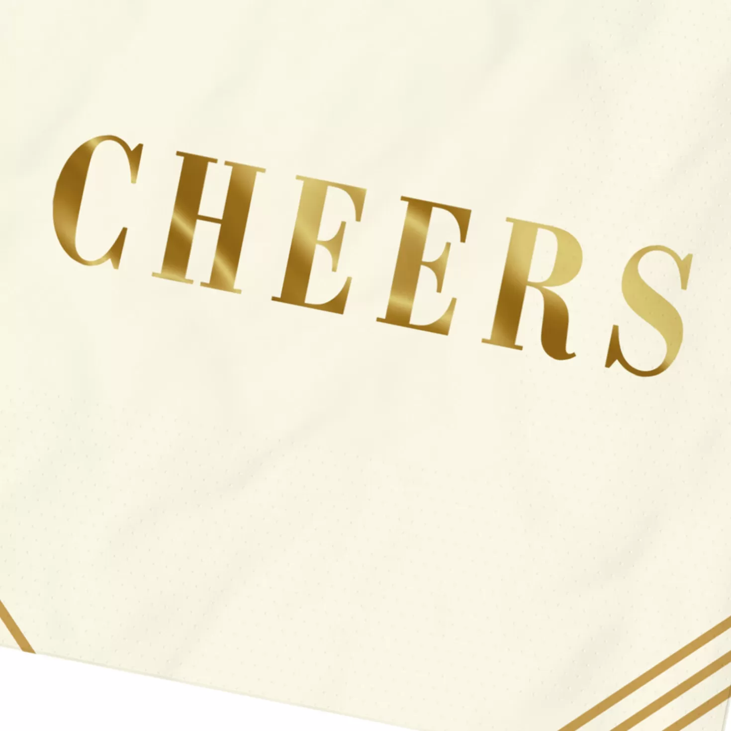 Hot Ivory And Gold " Cheers" Cocktail Napkins, Set Of 16 Wedding