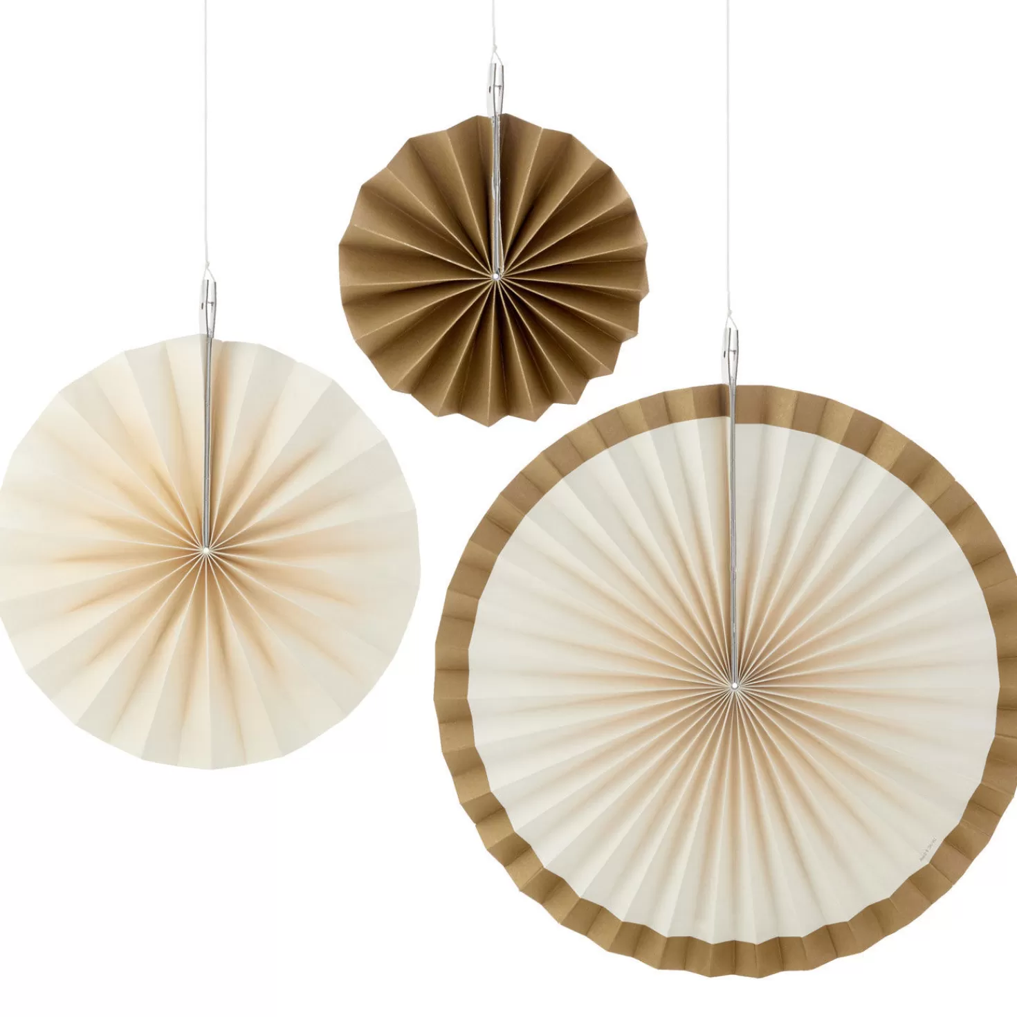 Birthday>Hallmark Ivory And Gold Metallic Decorative Fans, Set Of 3