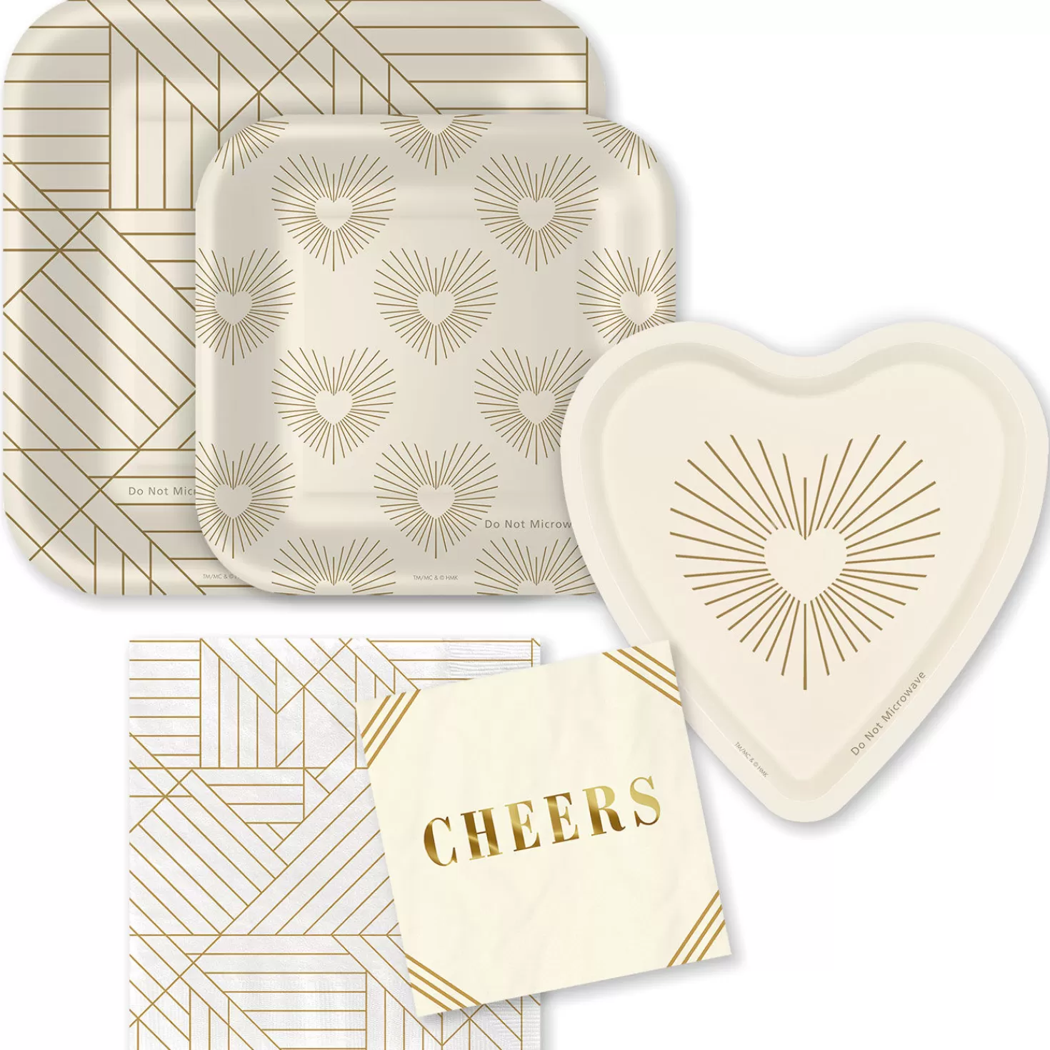 Birthday>Hallmark Ivory And Gold Party Essentials Set