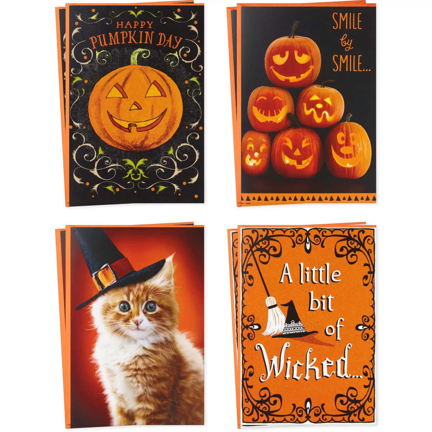 Halloween (10/31)>Hallmark Jack-O'-Lanterns And Witches Assorted Halloween Cards, Pack Of 8