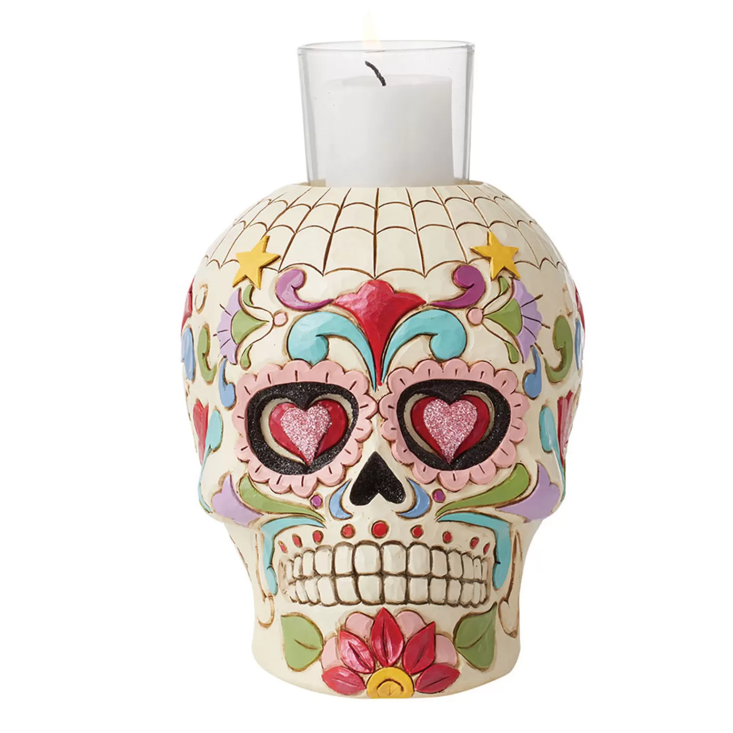 Halloween (10/31)>Hallmark Jim Shore Day Of The Dead Skull Votive Candle Holder