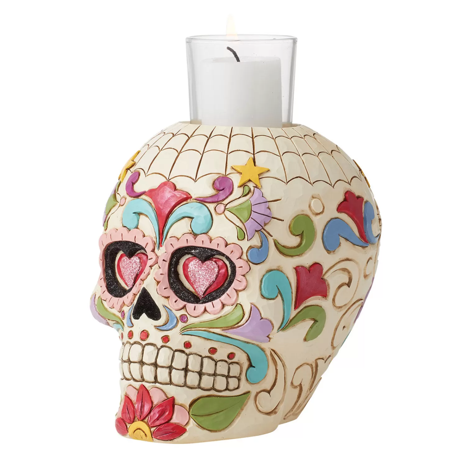 Halloween (10/31)>Hallmark Jim Shore Day Of The Dead Skull Votive Candle Holder