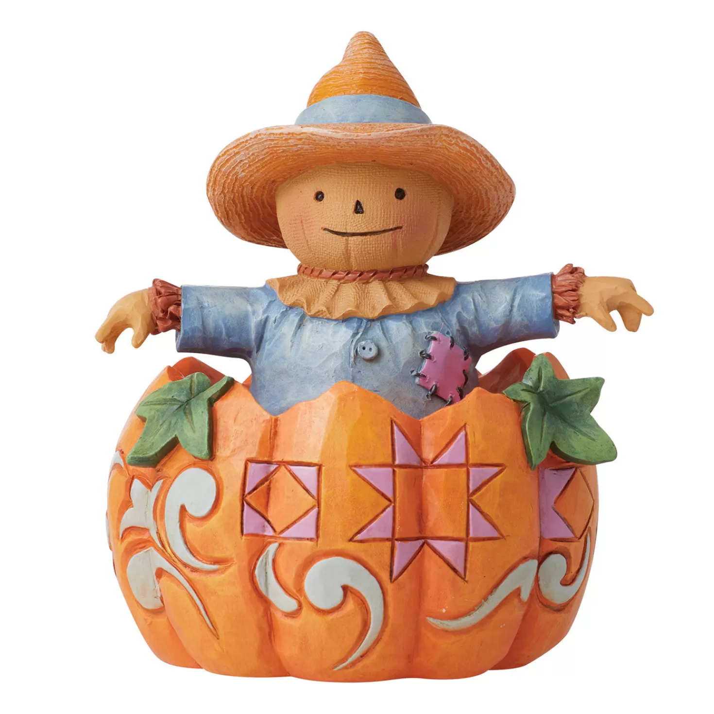 Halloween (10/31)>Hallmark Jim Shore Scarecrow Inside A Pumpkin Figurine, 3.58"
