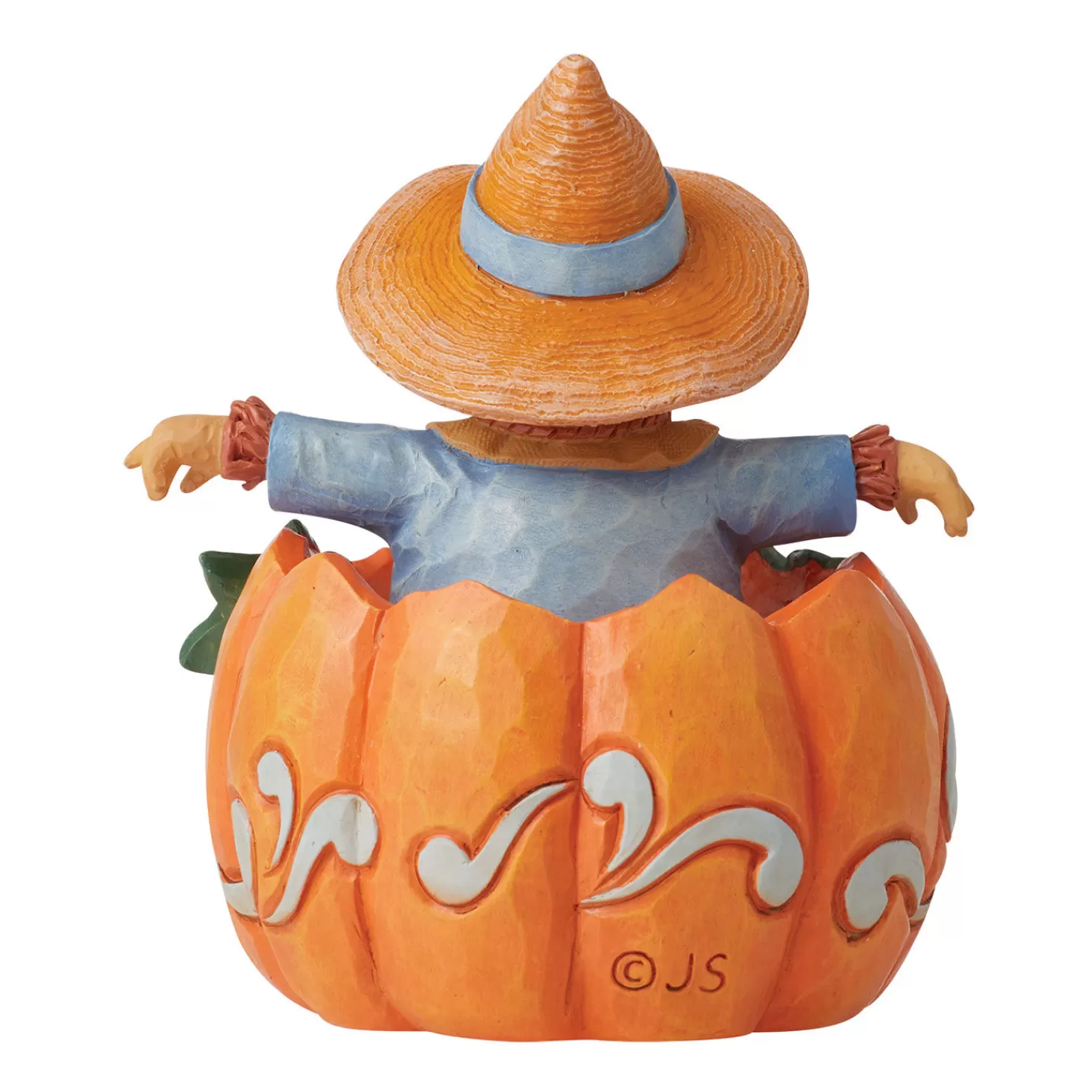 Halloween (10/31)>Hallmark Jim Shore Scarecrow Inside A Pumpkin Figurine, 3.58"