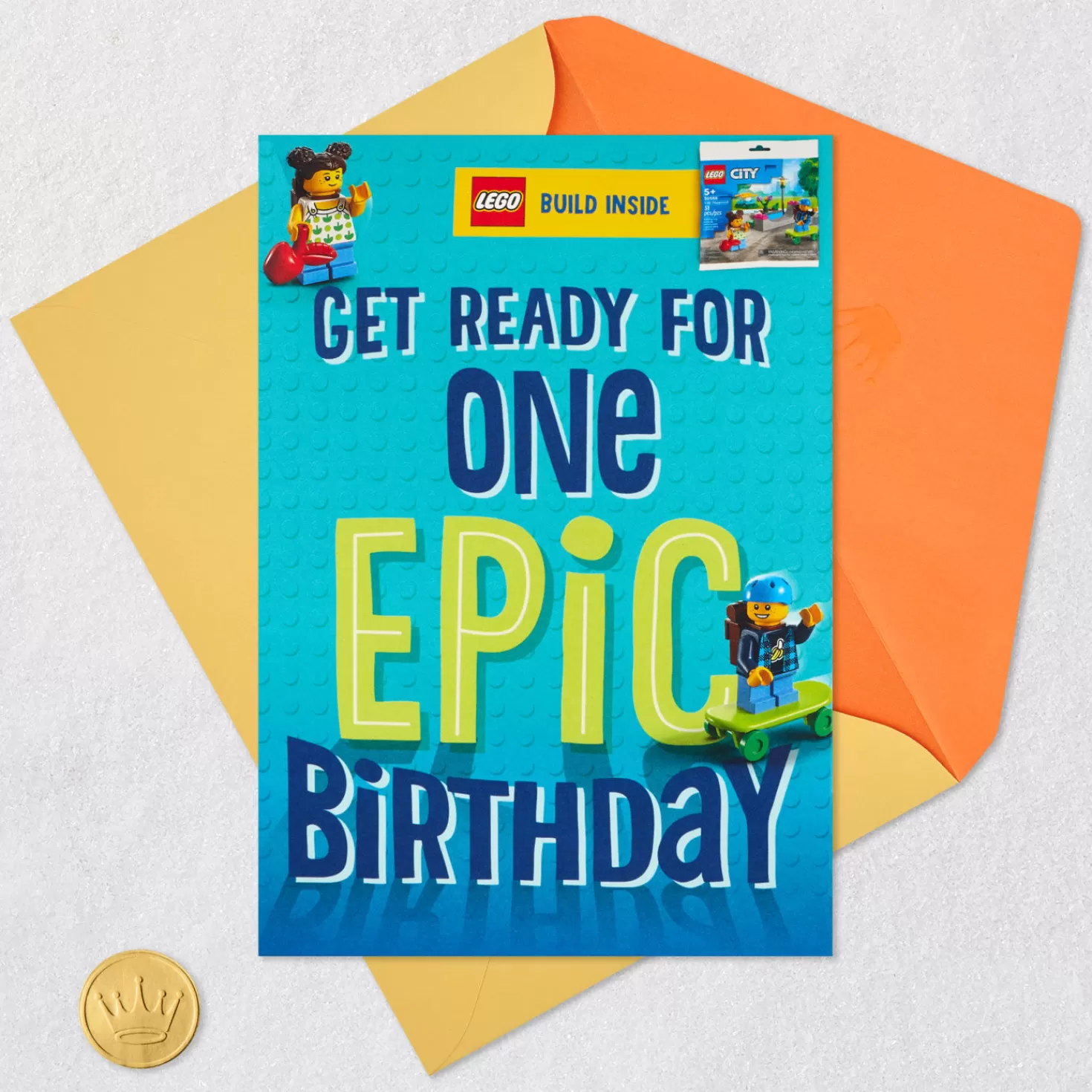 Birthday>Hallmark Lego® City™ Epic Birthday Card With Lego® Kids' Playground Set